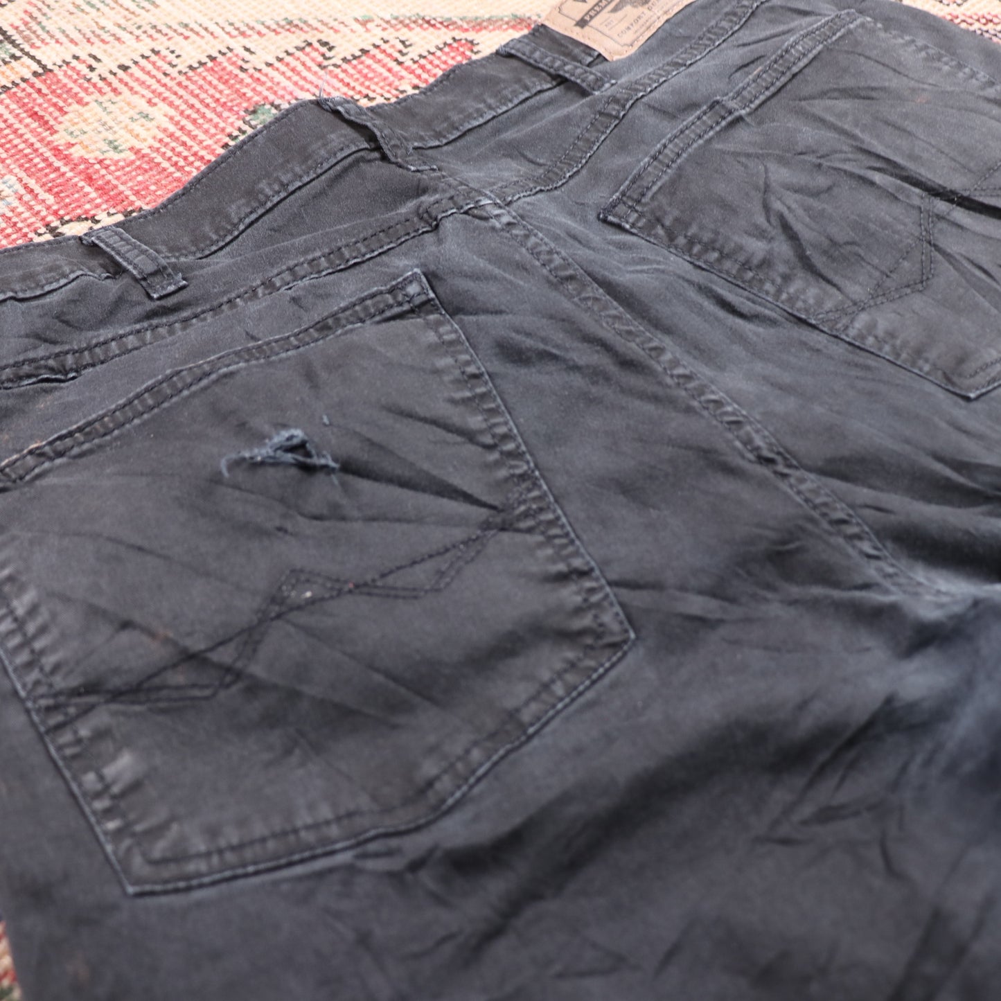 Wrangler W34 L30 Straight Leg Regular Fit Black Denim Trousers