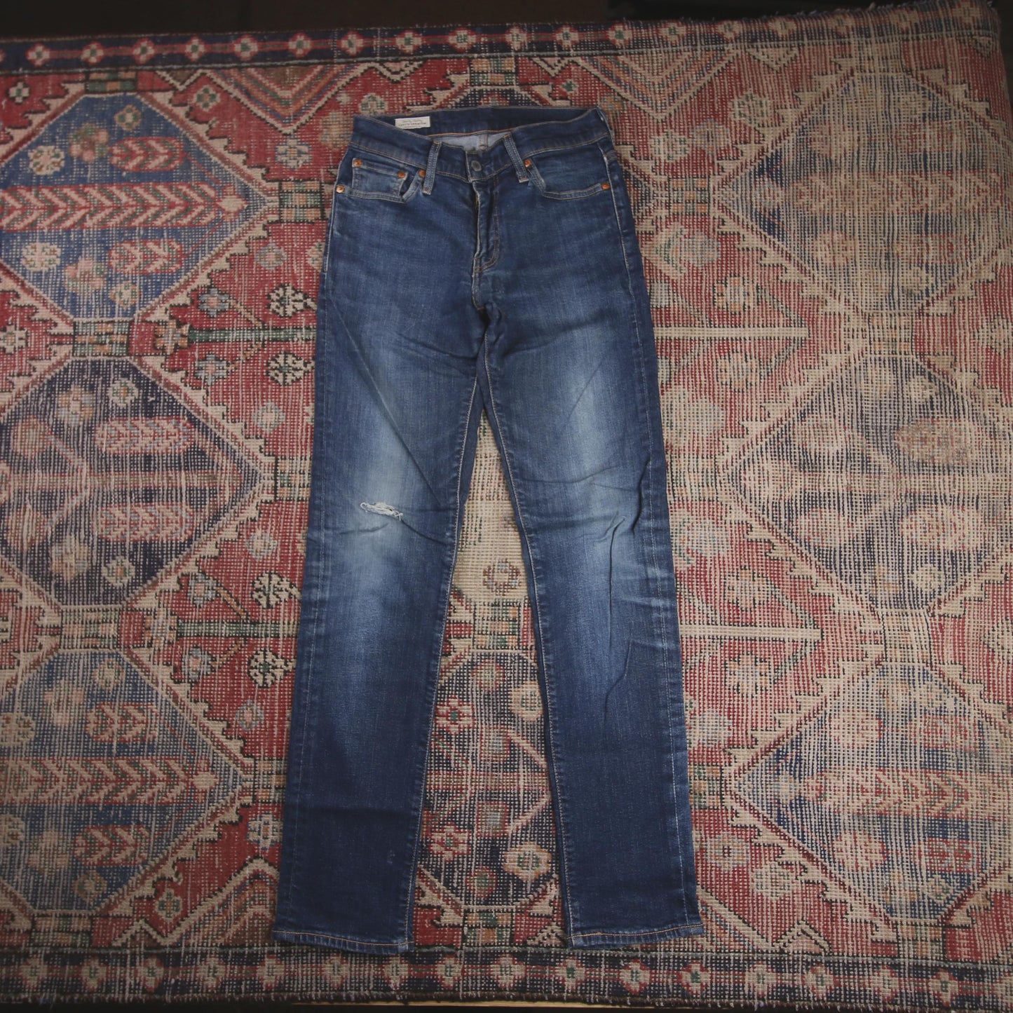 Levi's 511 Capital E W28 L32 Slim Fit Classic Ripped Style Blue Denim Jeans
