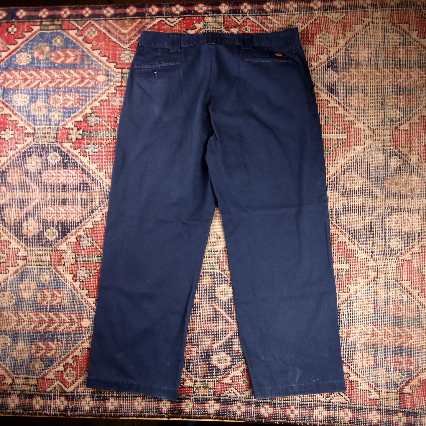 Dickies W38 L30 Straight Leg Relaxed Fit Blue Cotton Blend Trousers