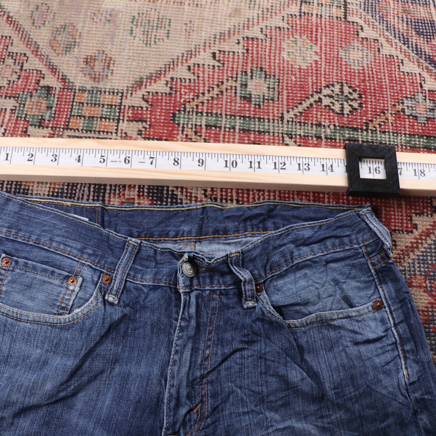 Levi's 514 Orange Tab W32 L33 Straight Leg Classic Ripped Style Blue Denim Jeans