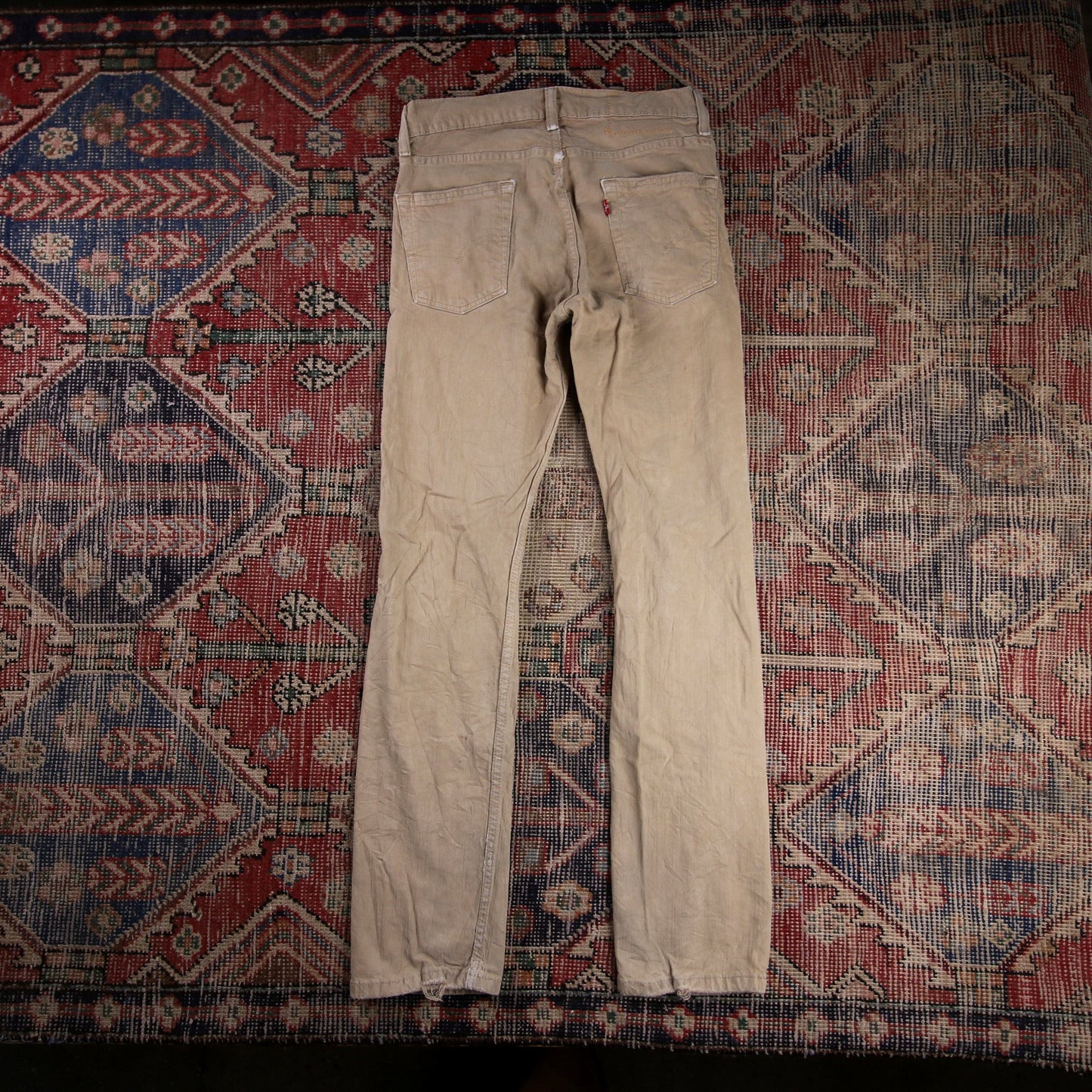 Levi's W28 L30 Straight Leg Classic Ripped Style Beige Denim Jeans