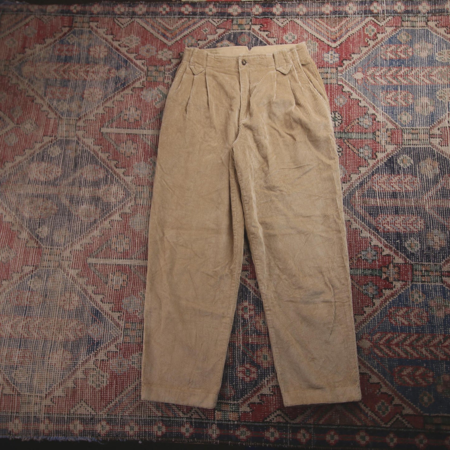 Unbranded W26 L26 Tapered Leg Loose Fit Brown Corduroy Trousers