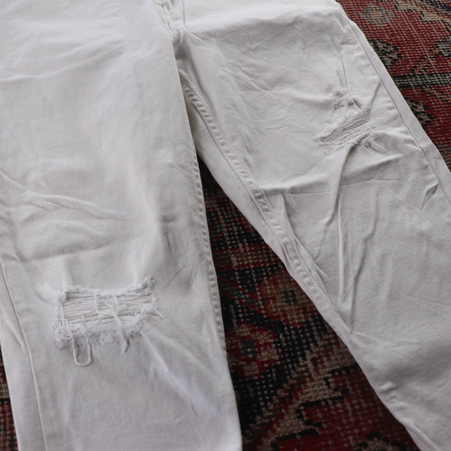 Levi's 721 Red Tab W28 L25 Straight Leg White Denim Jeans