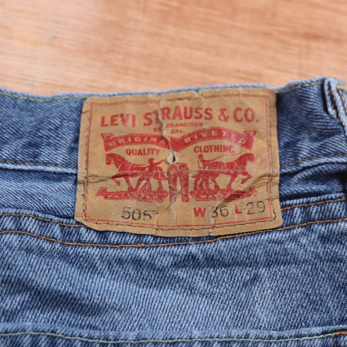 Levi's 505 Red Tab W38 L28 Straight Leg Regular Fit Blue Denim Jeans
