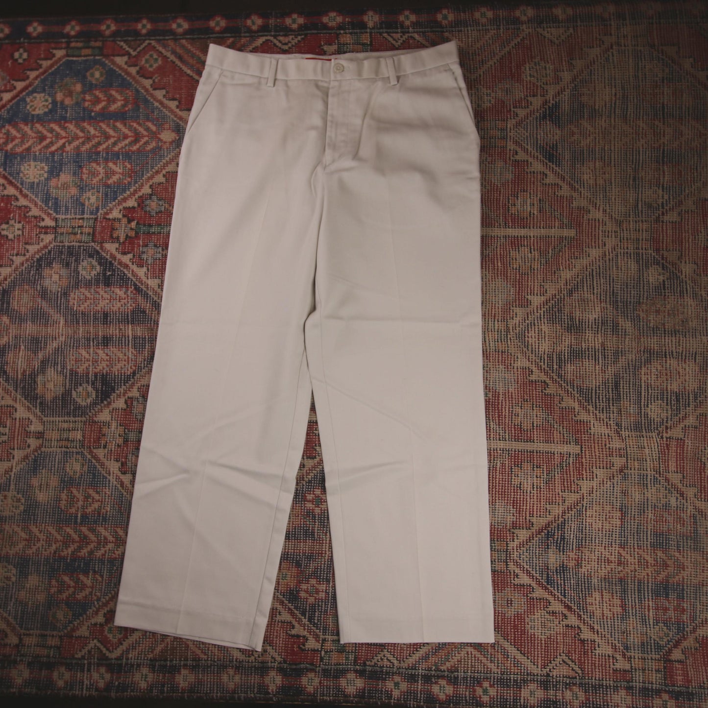 IZOD W36 L29 Straight Leg Beige Cotton Blend Trousers