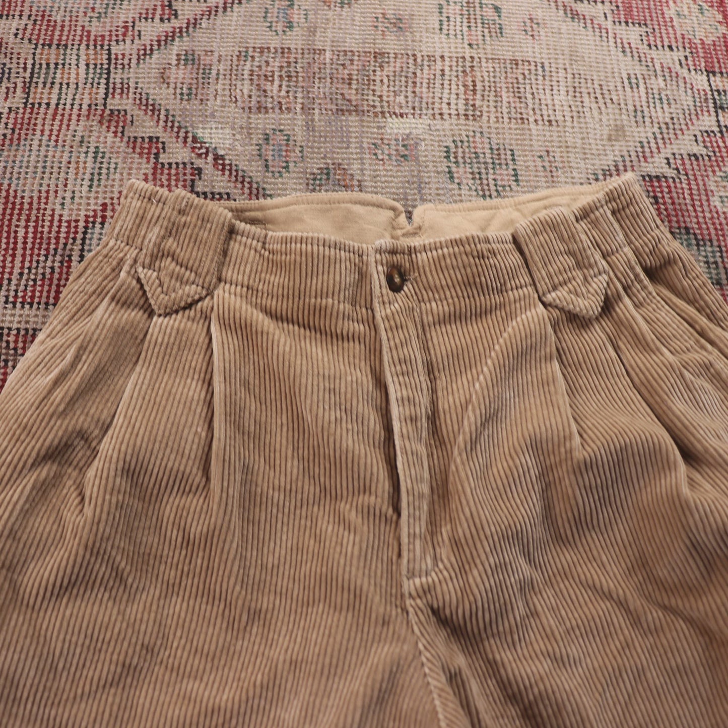 Unbranded W26 L26 Tapered Leg Loose Fit Brown Corduroy Trousers