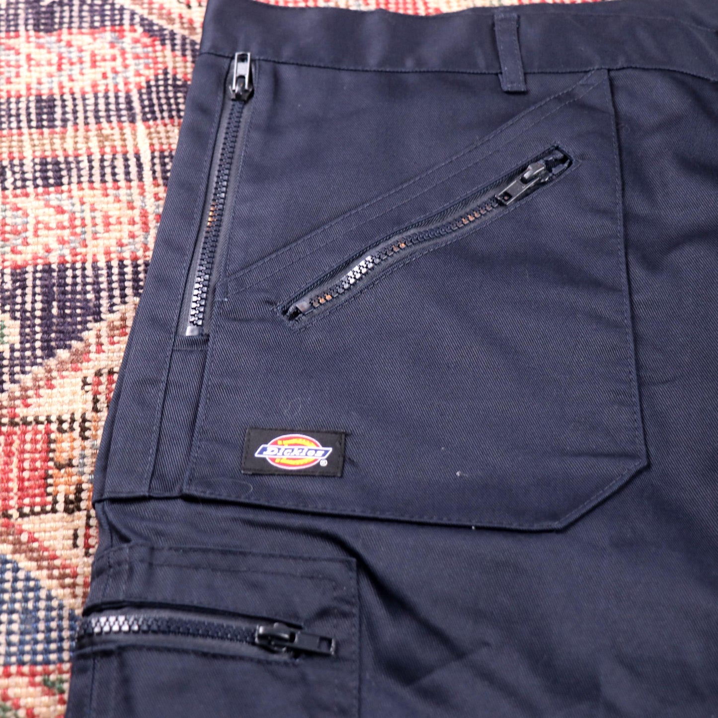 Dickies Double Knee W44 L30 Cargo Navy Cotton Blend Trousers