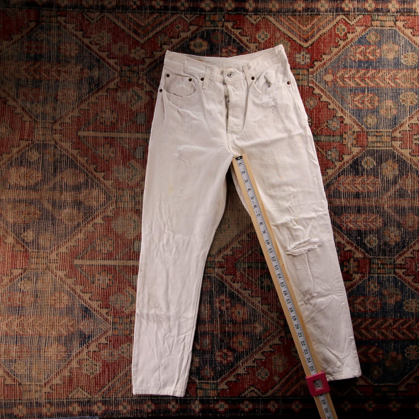 Levi's Red Tab W26 L27 Straight Leg White Denim Jeans