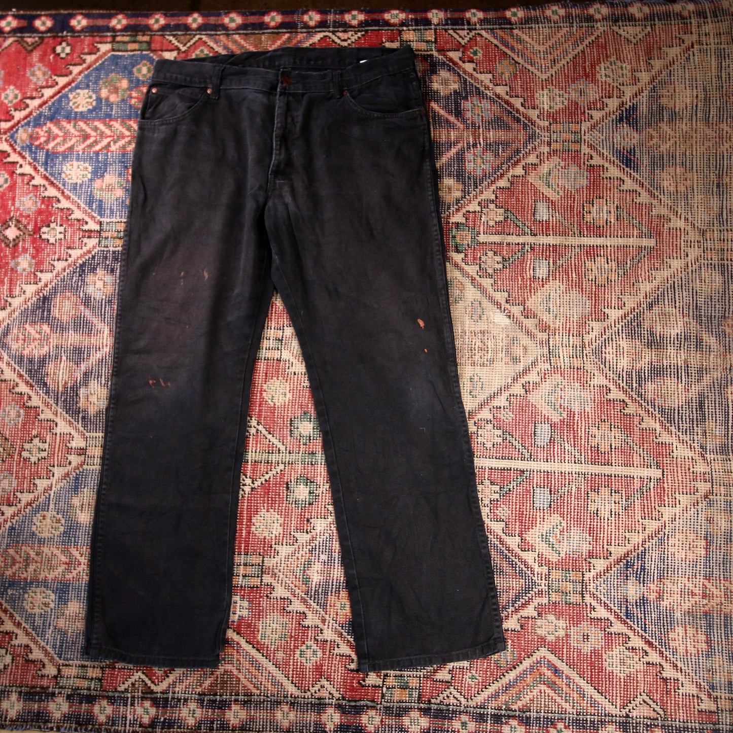 Wrangler W36 L29 Straight Leg Relaxed Fit Black Denim Jeans