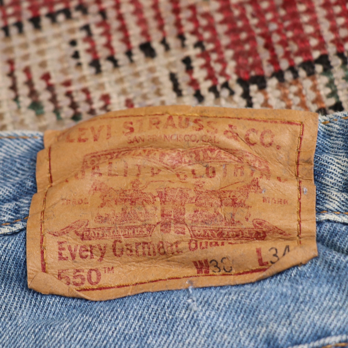 Levi's 550 W38 L34 Tapered Leg Relaxed Fit Blue Denim Jeans