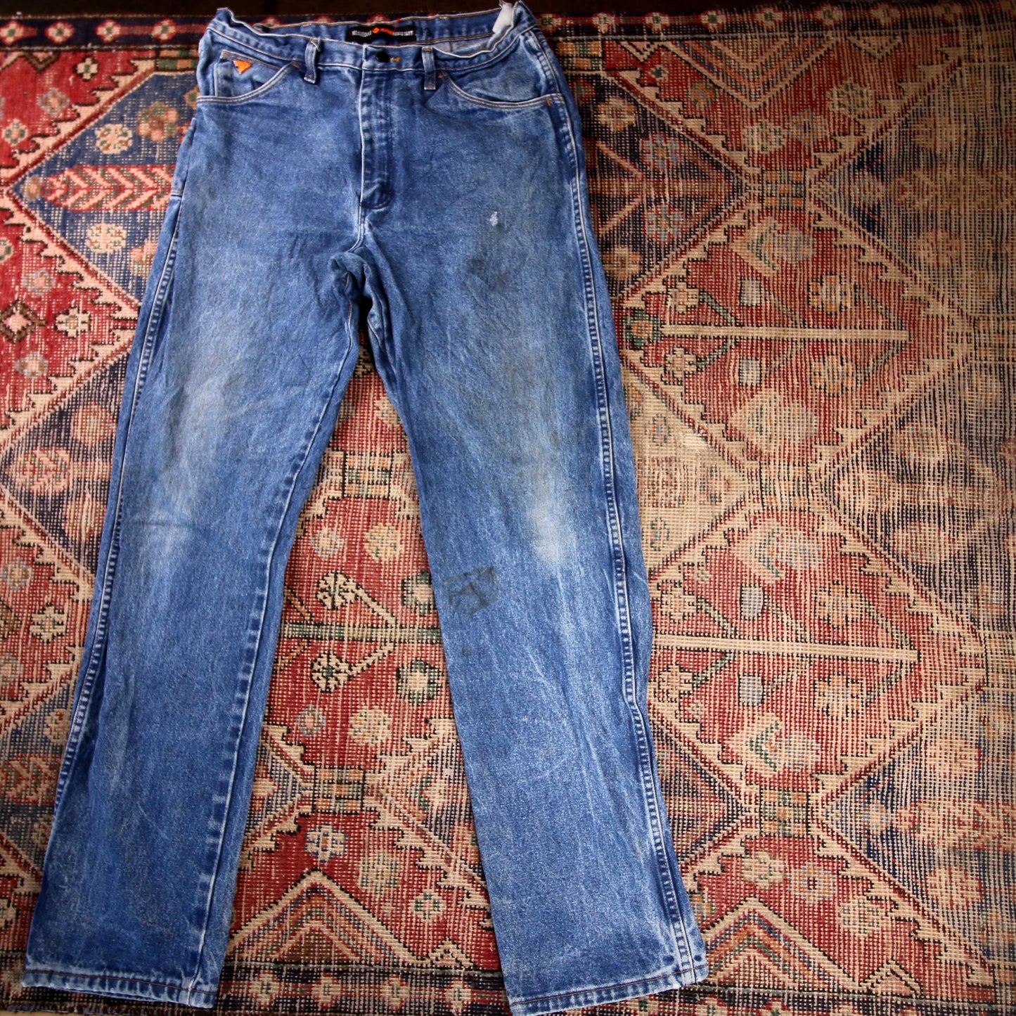 Wrangler W34 L34 Straight Leg Relaxed Fit Blue Denim Jeans