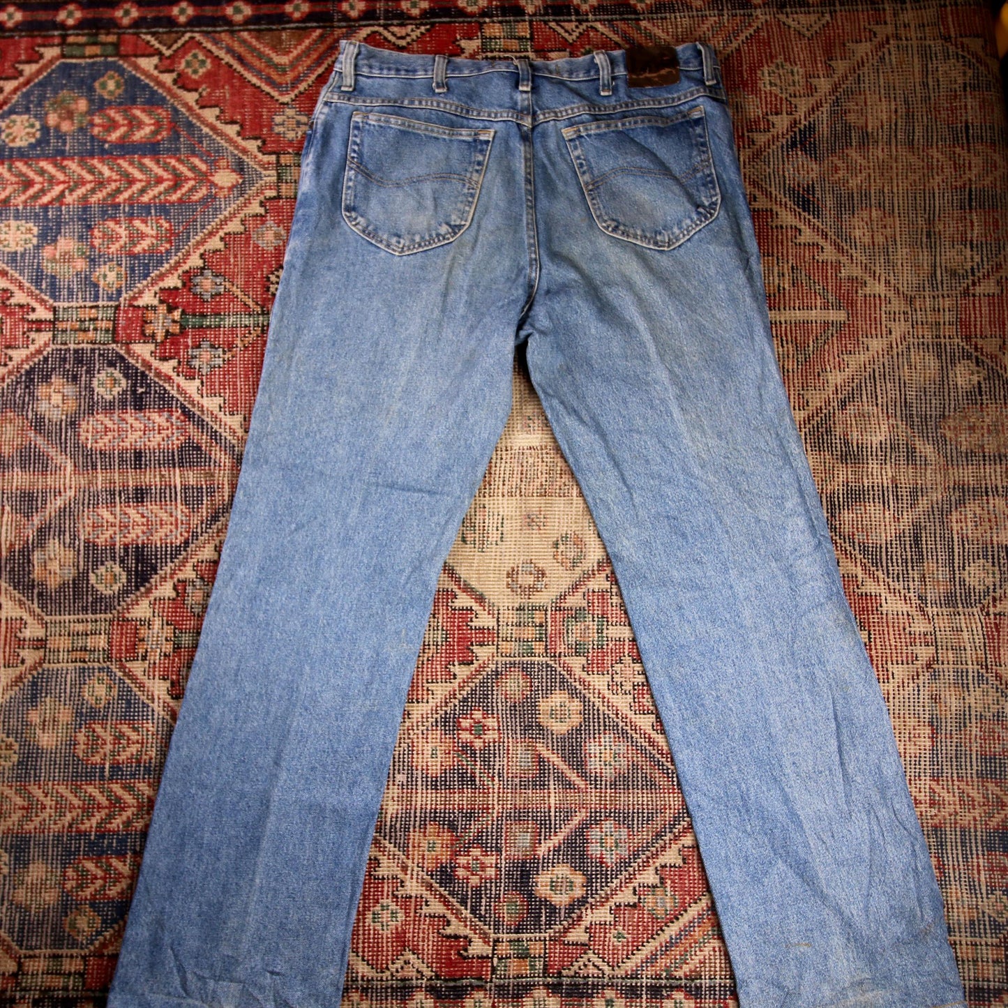 Lee W36 L32 Straight Leg Regular Fit Blue Denim Jeans
