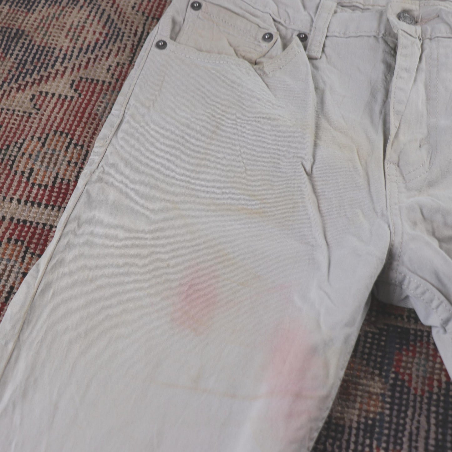 Levi's 502 White Tab W30 L29 Tapered Leg Regular Fit White Denim Jeans