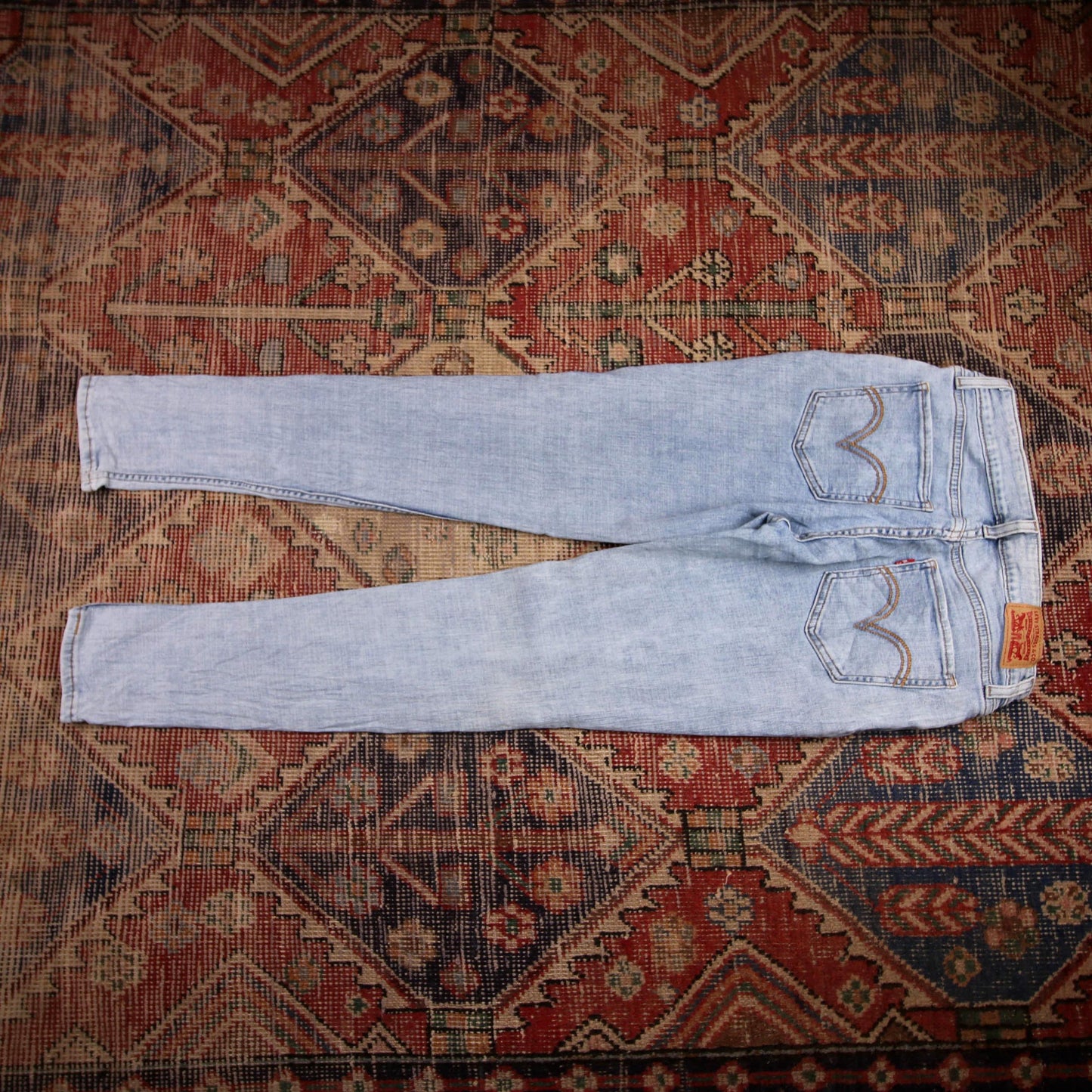 Levi's 535 W2 L29 Skinny Classic Ripped Style Blue Denim Jeans
