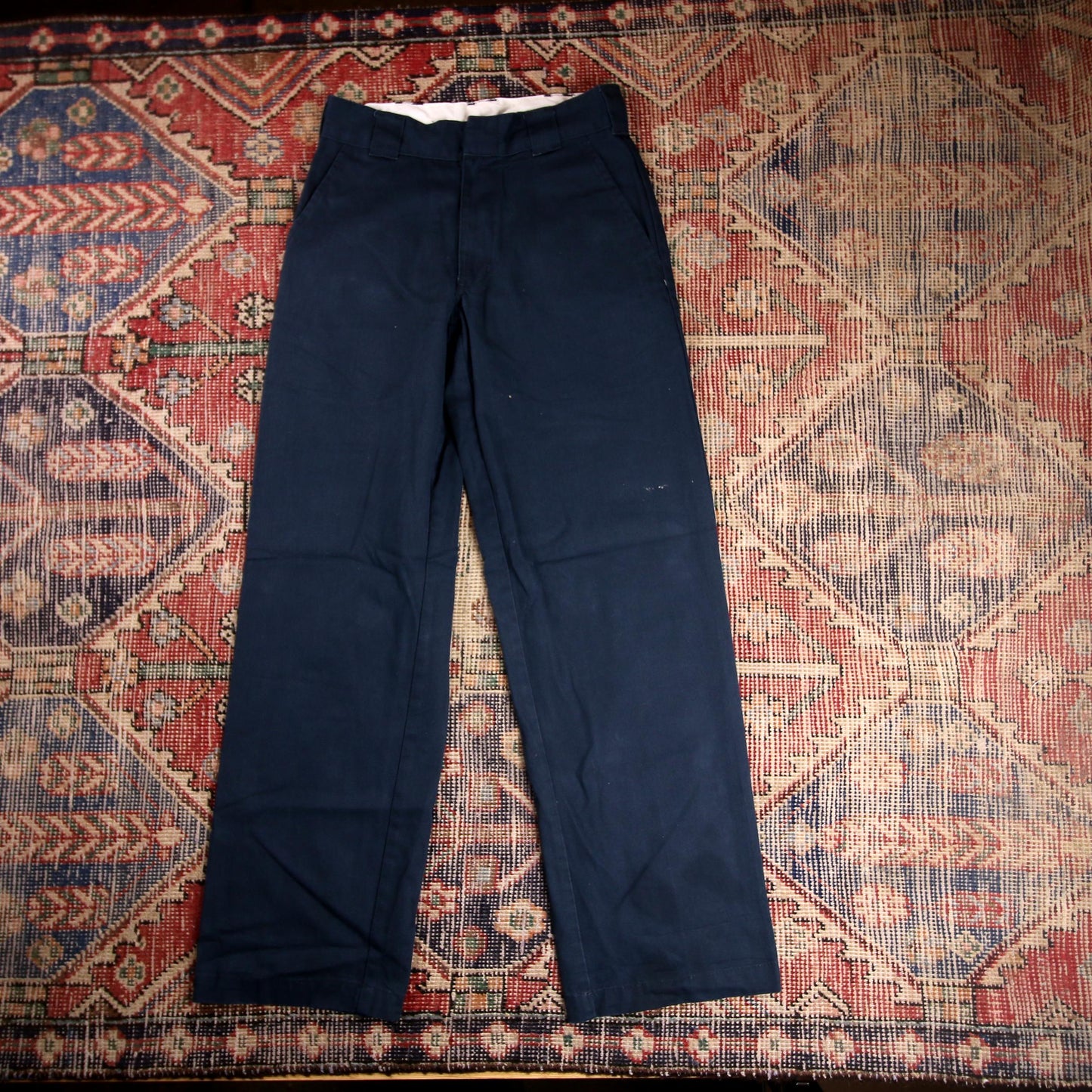Dickies W28 L31 Straight Leg Blue Cotton Blend Trousers