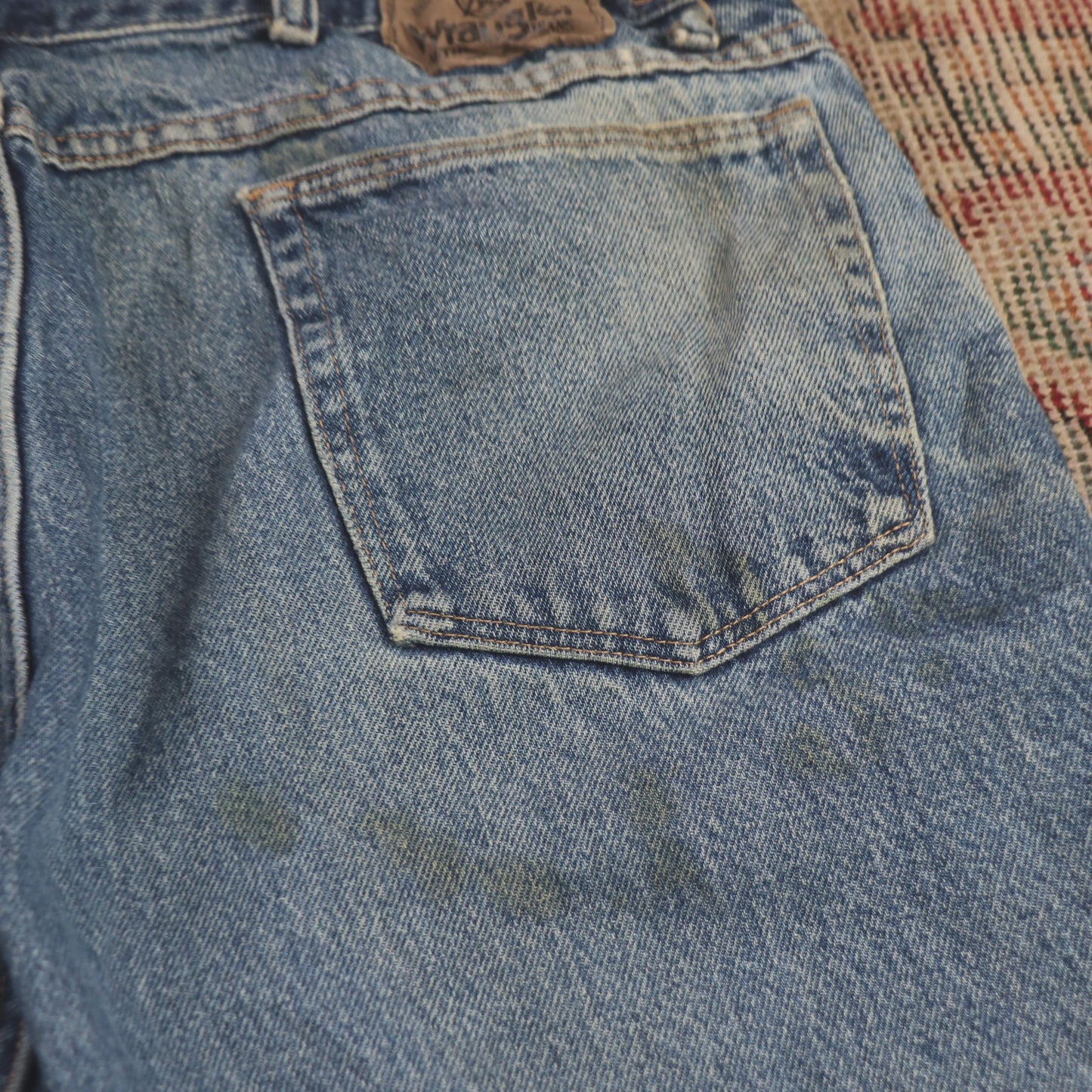 Wrangler W36 L28 Straight Leg Relaxed Fit Blue Denim Jeans