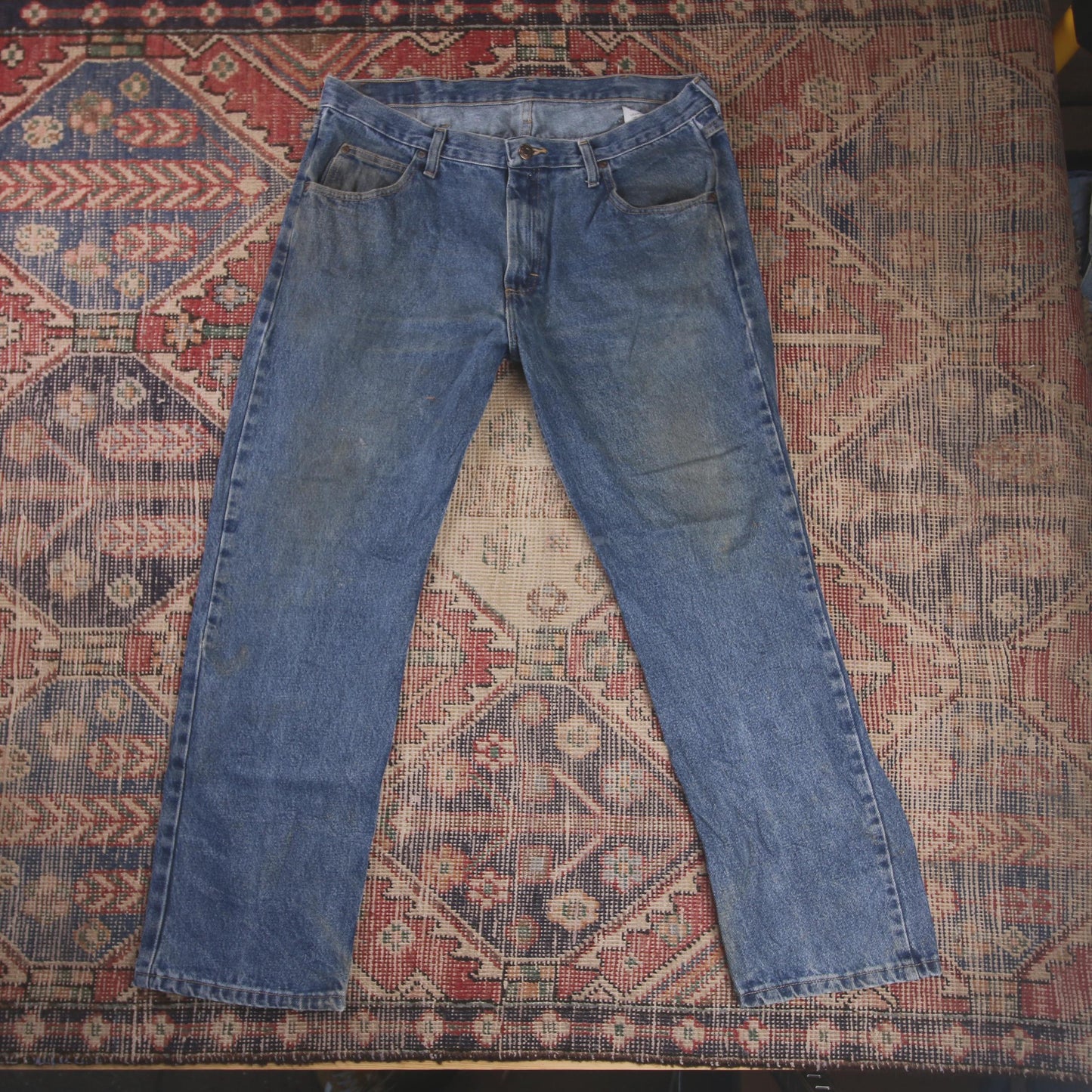 Wrangler W36 L29 Straight Leg Relaxed Fit Blue Denim Jeans