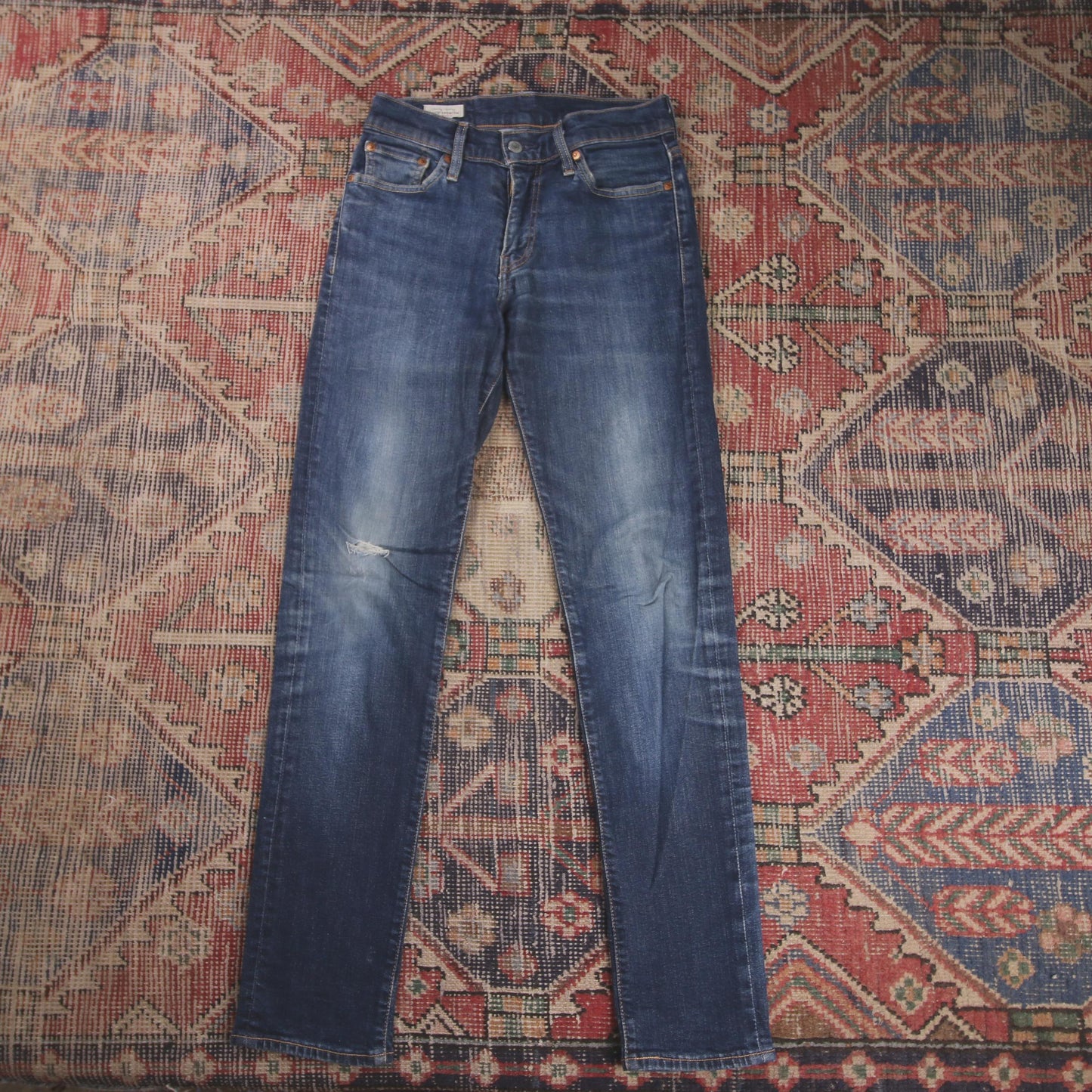 Levi's 511 Capital E W28 L32 Slim Fit Classic Ripped Style Blue Denim Jeans