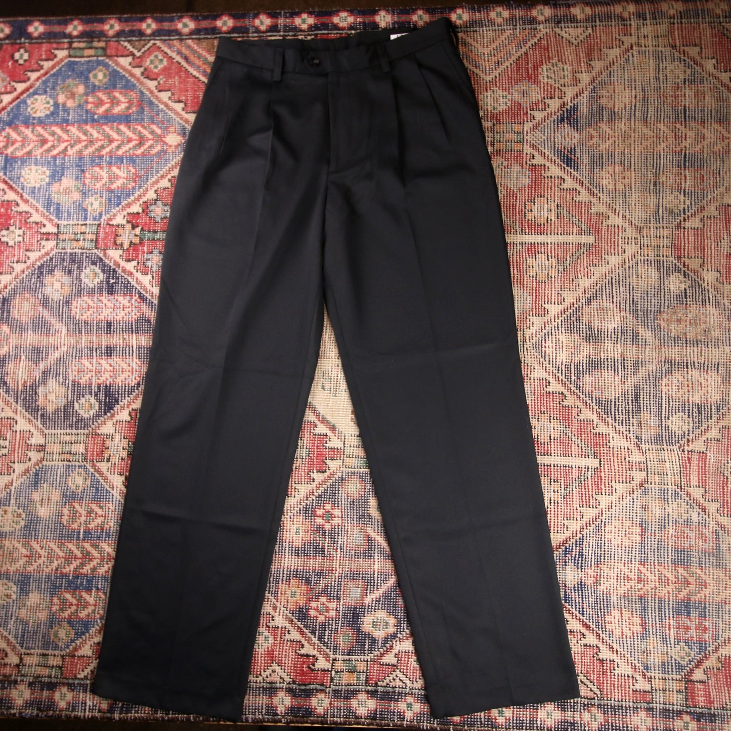 IZOD W34 L33 Straight Leg Black Cotton Blend Trousers