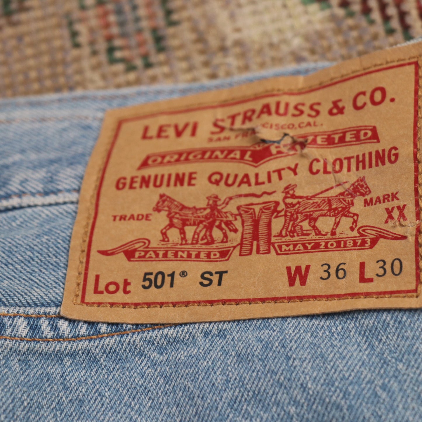 Levi's 501 W36 L30 Original Fit Blue Denim Jeans