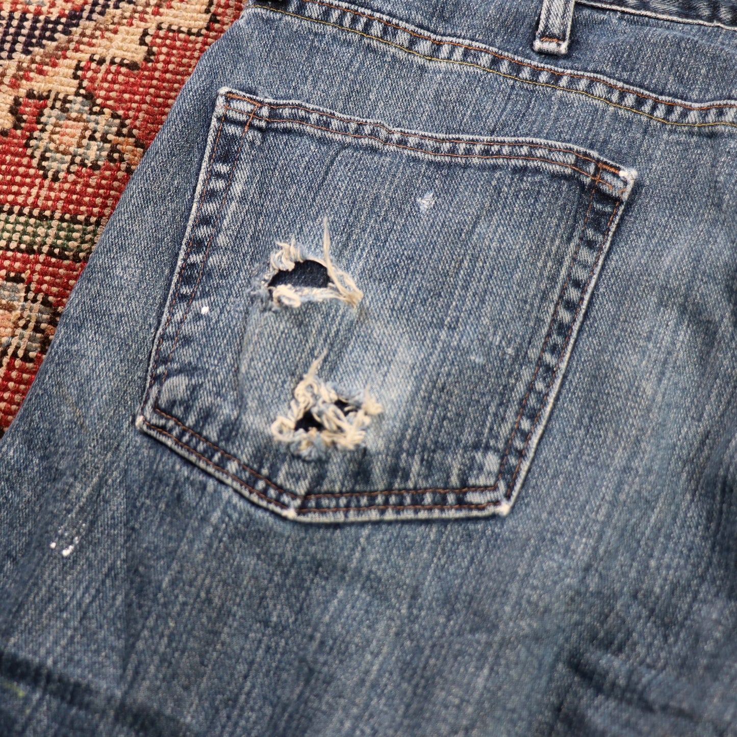 Wrangler W38 L30 Straight Leg Relaxed Fit Blue Denim Jeans