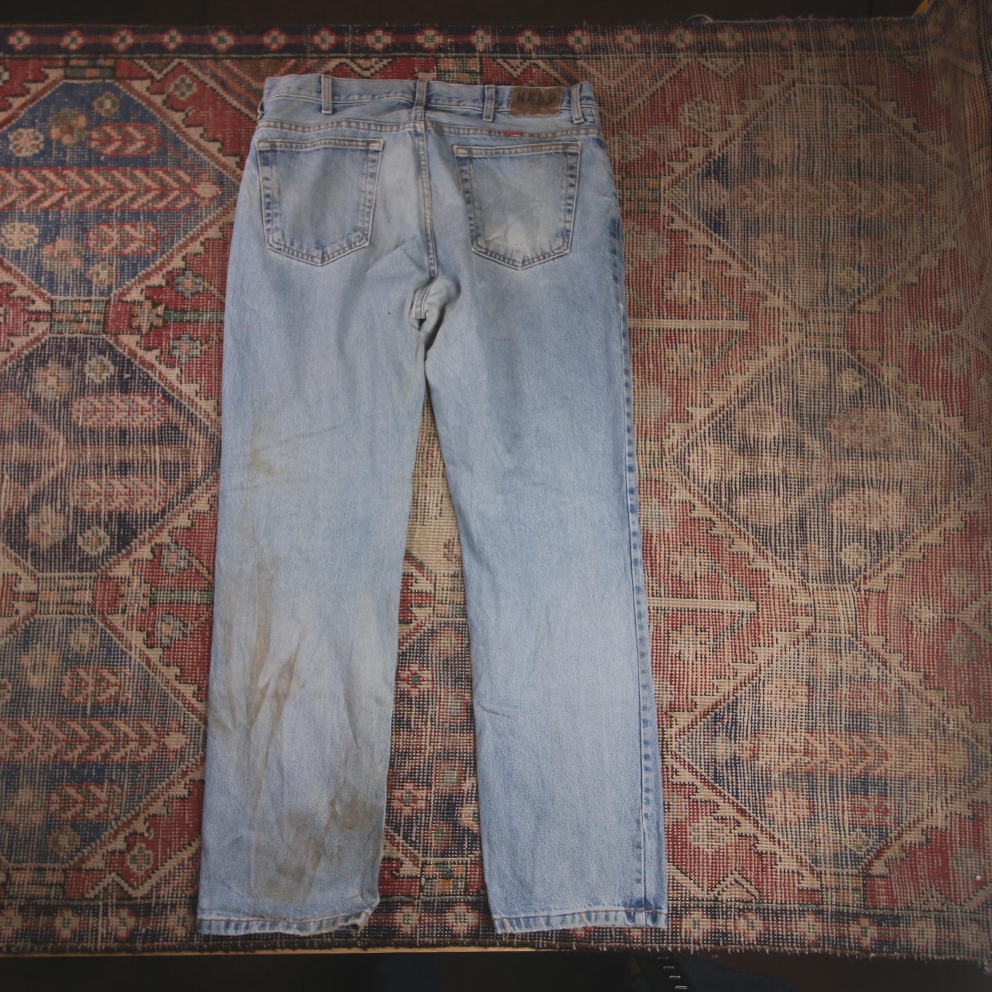 Wrangler W36 L31 Straight Leg Relaxed Fit Blue Denim Jeans