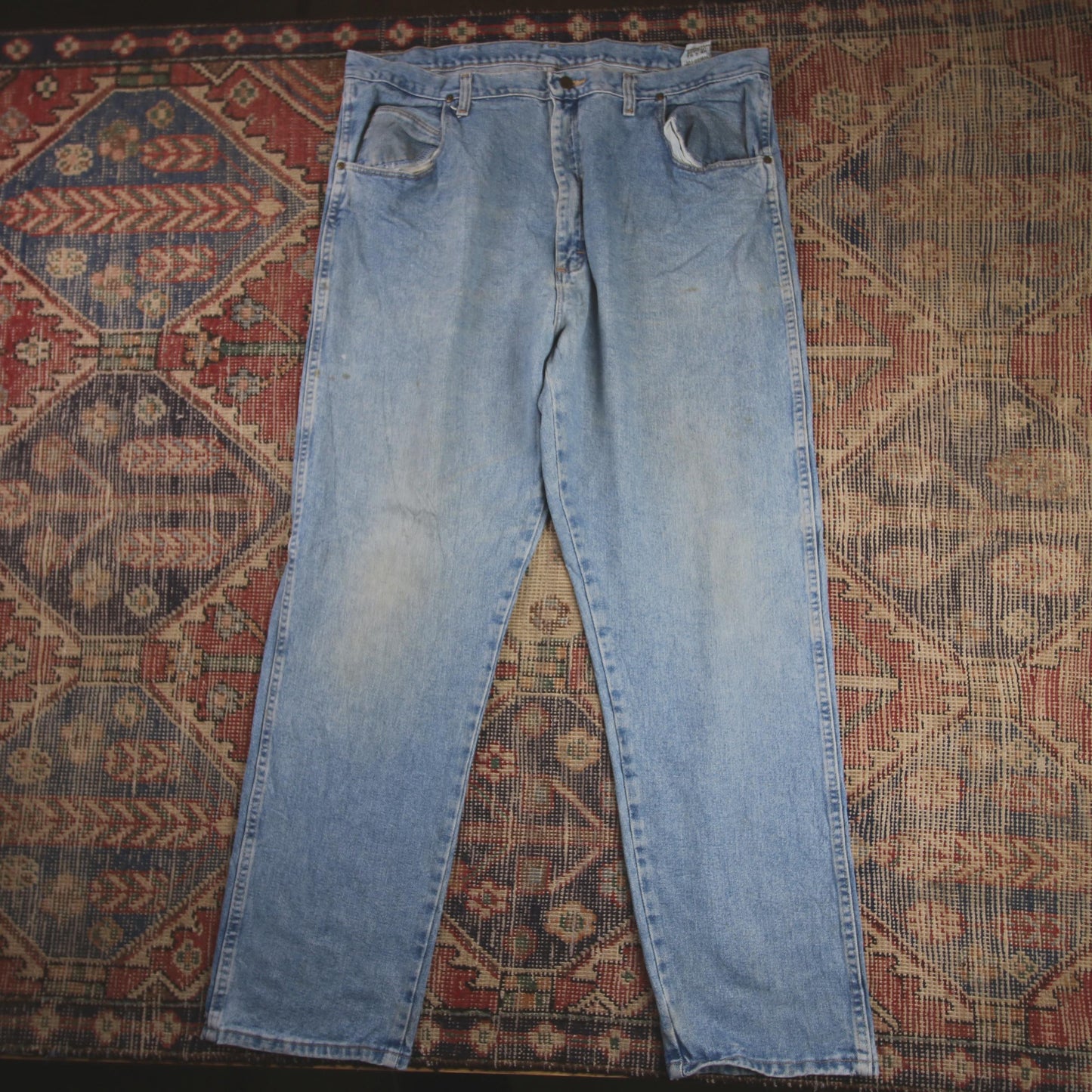 Wrangler W40 L32 Straight Leg Loose Fit Blue Denim Jeans