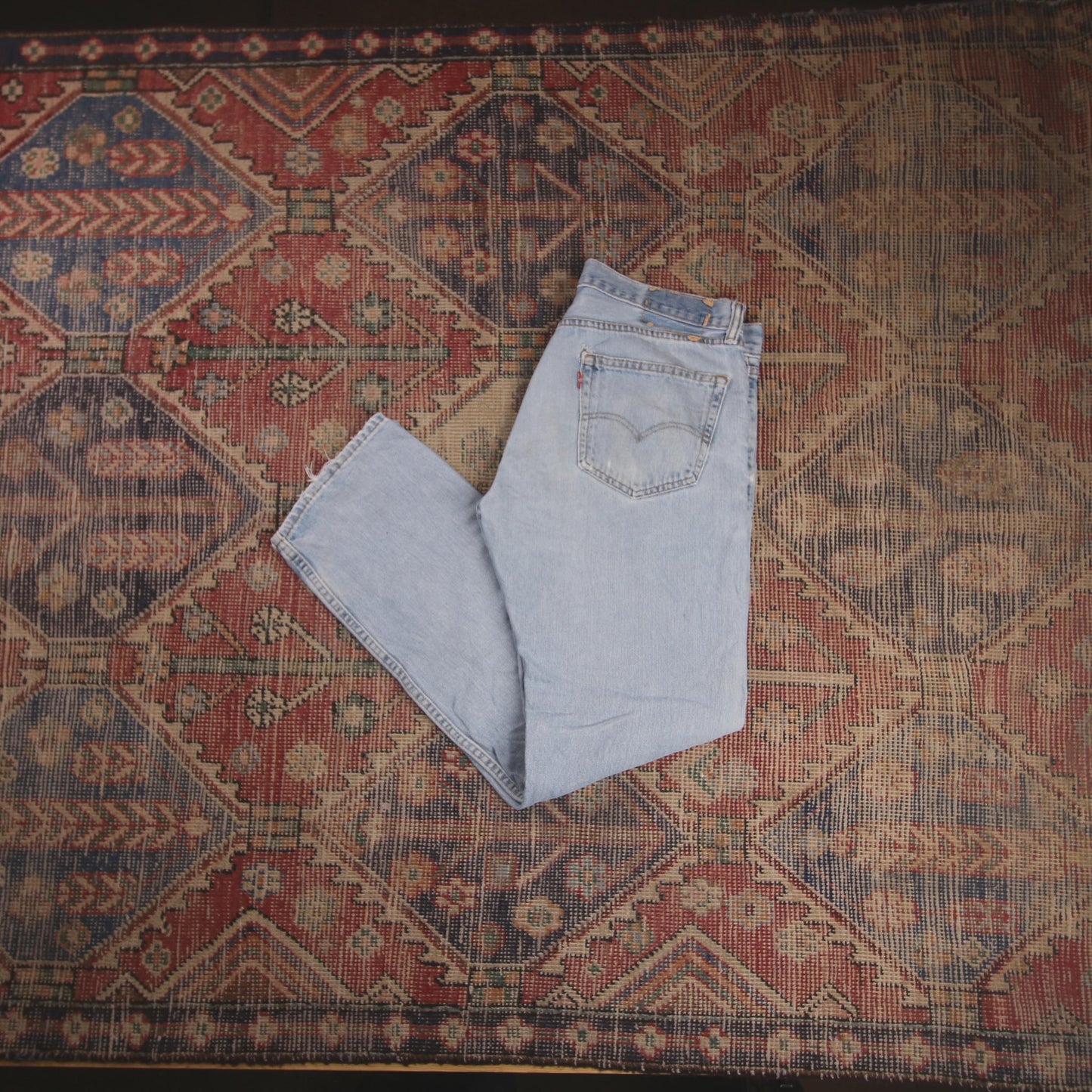 Levi's W34 L30 Straight Leg Regular Fit Classic Ripped Style Blue Denim Jeans