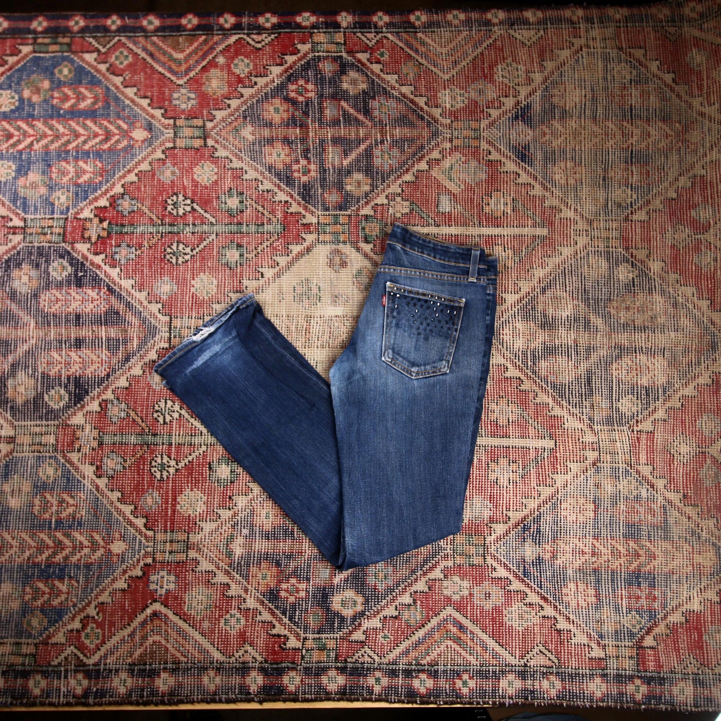 Levi's W28 L32 Flared Blue Denim Jeans