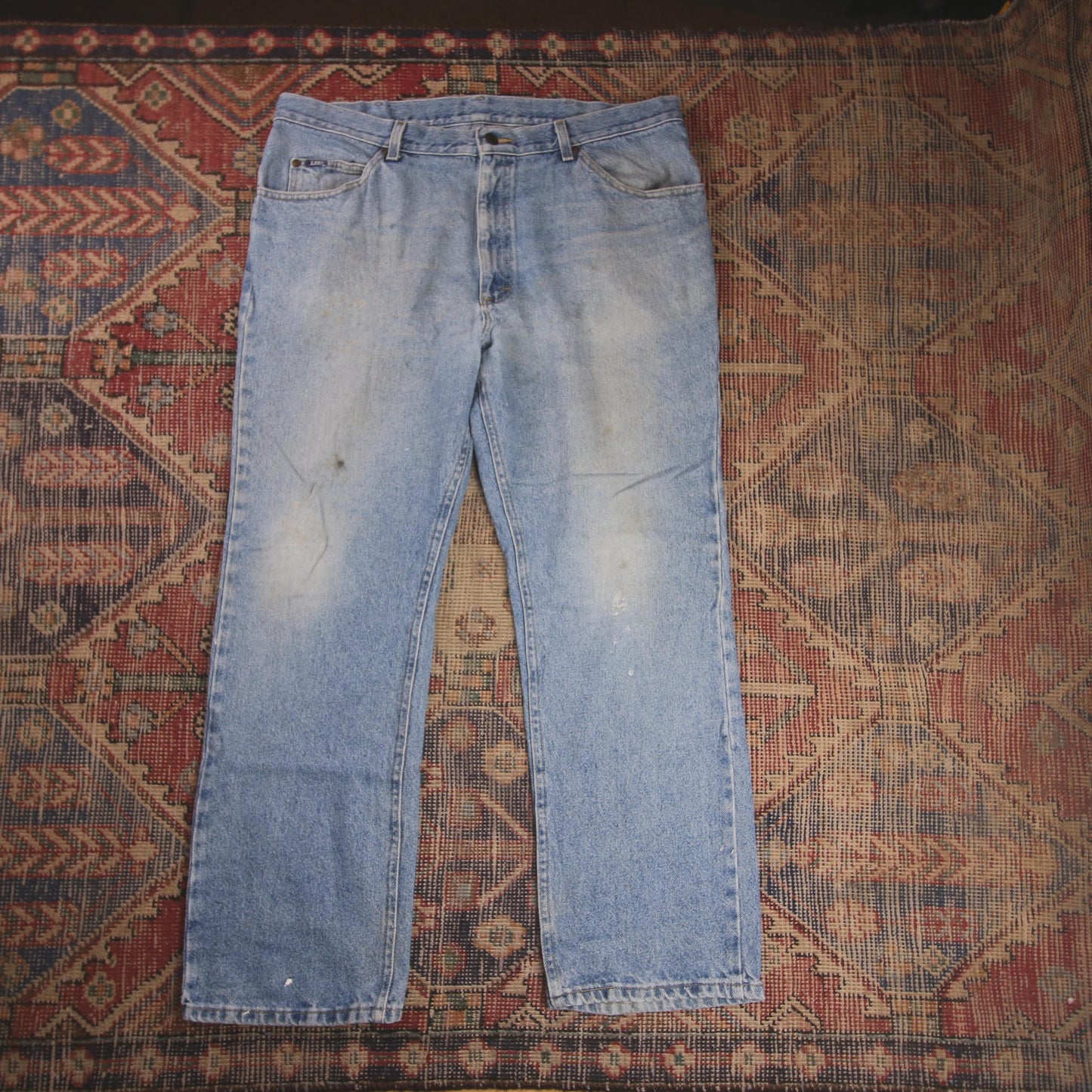 Lee W38 L28 Straight Leg Loose Fit Blue Denim Jeans