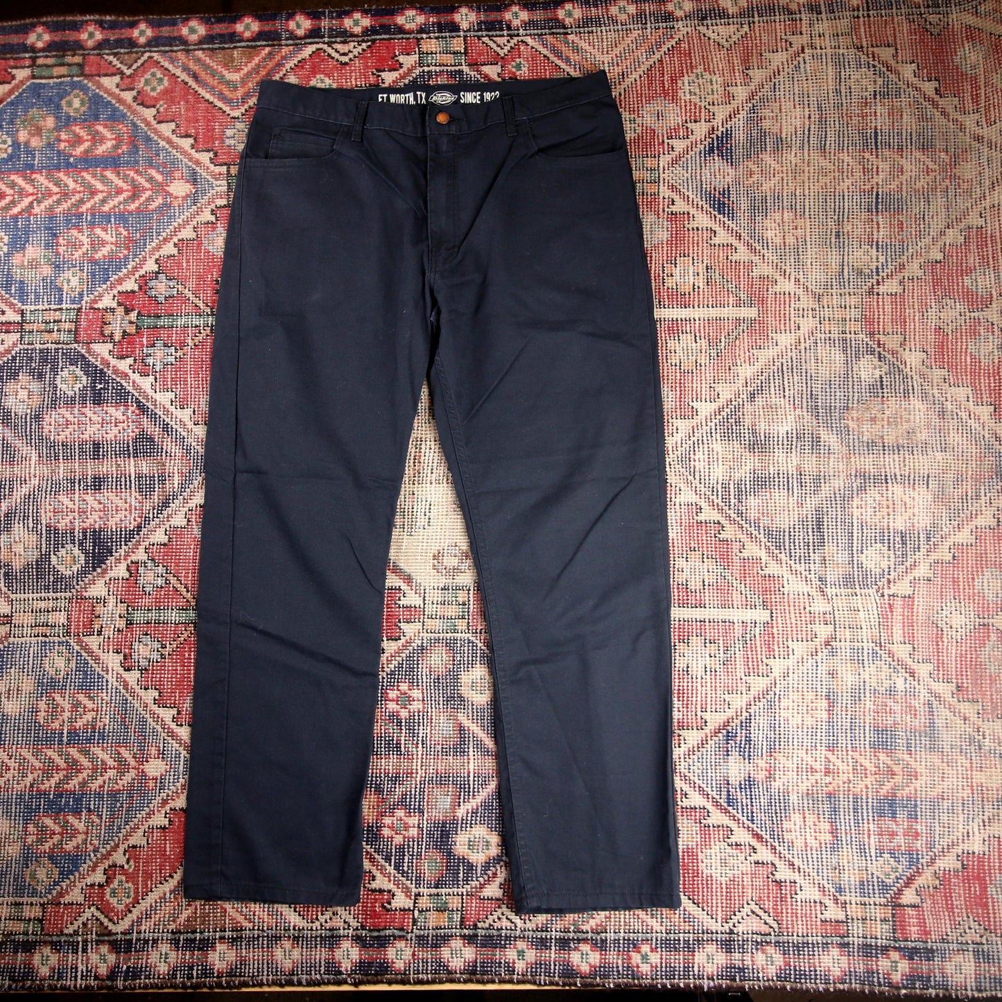 Dickies W36 L29 Straight Leg Black Cotton Blend Trousers