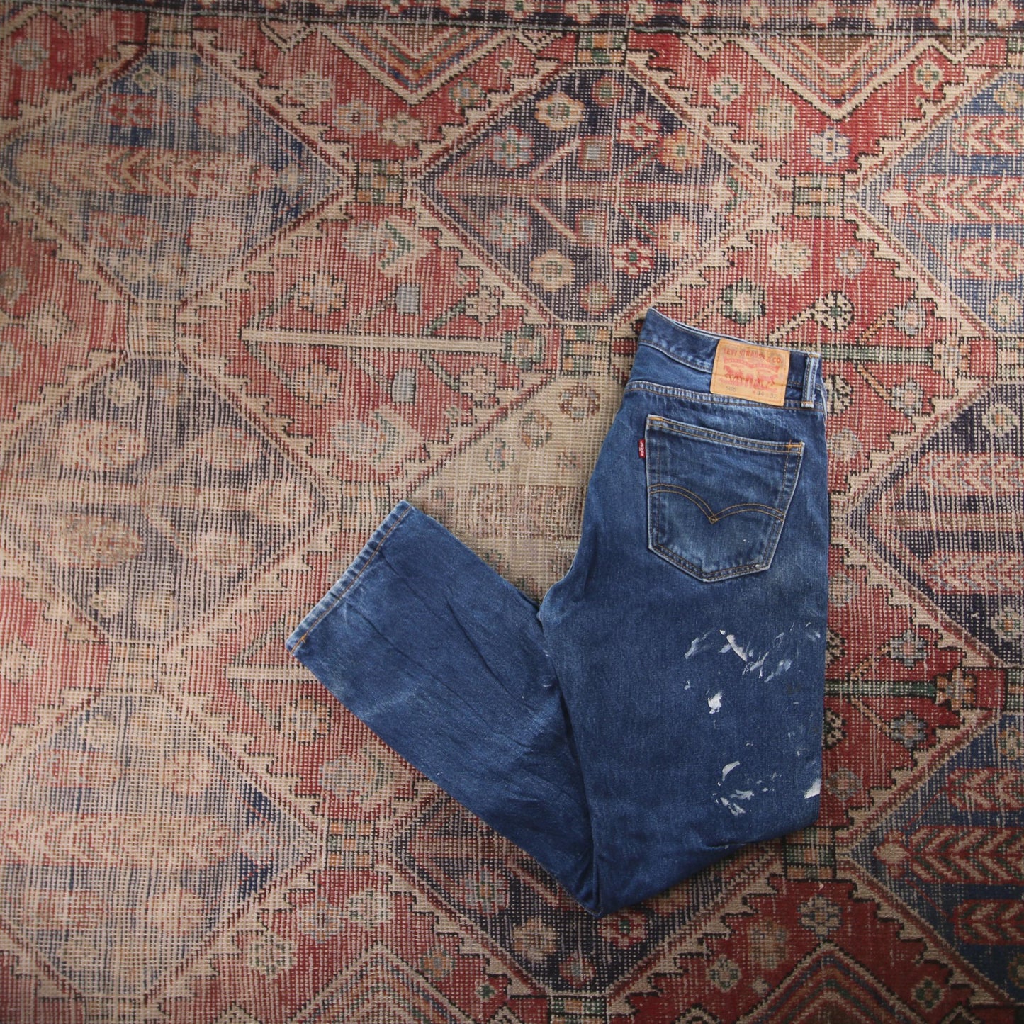 Levi's 505 Red Tab W34 L31 Straight Leg Regular Fit Blue Denim Jeans