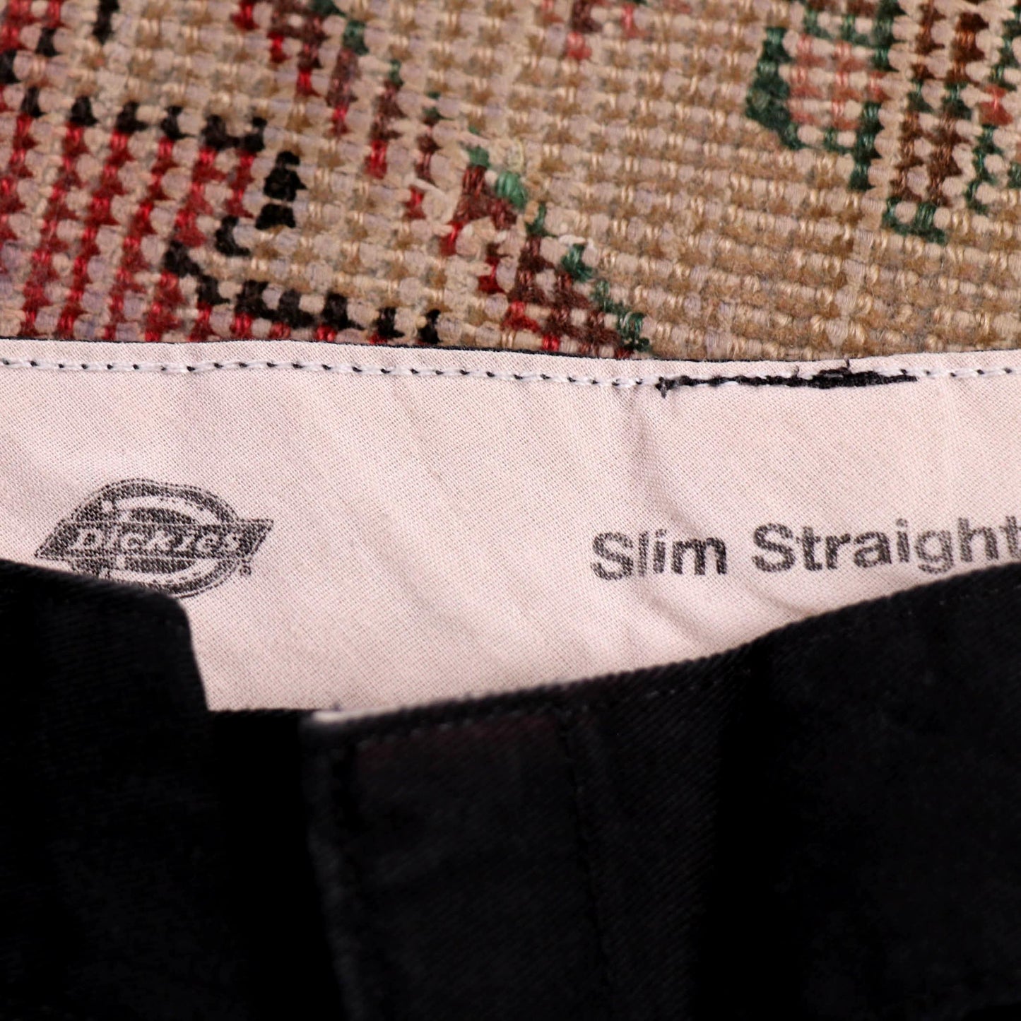 Dickies W34 L24 Straight Leg Slim Fit Black Cotton Blend Trousers