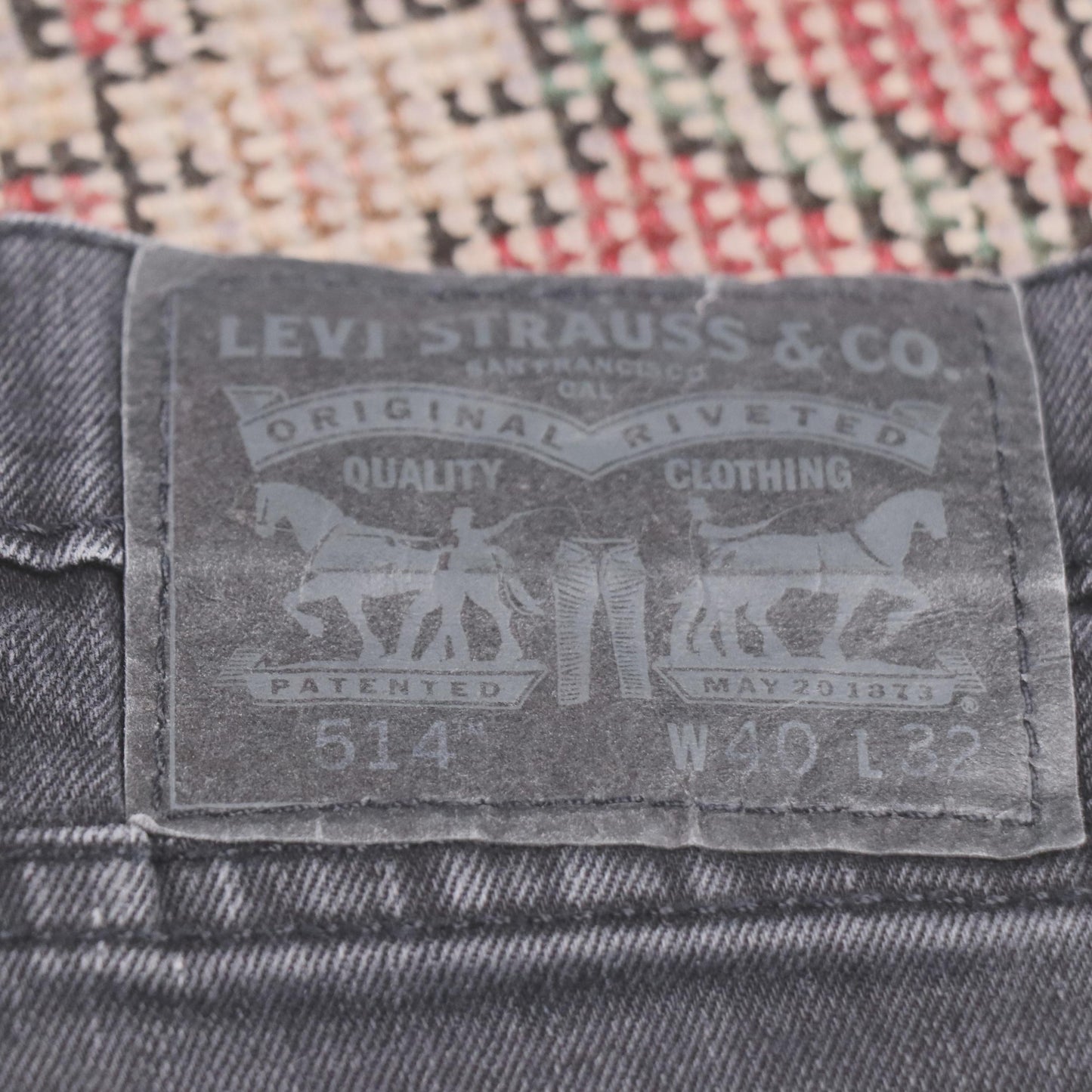 Levi's 514 W40 L31 Straight Leg Black Denim Jeans