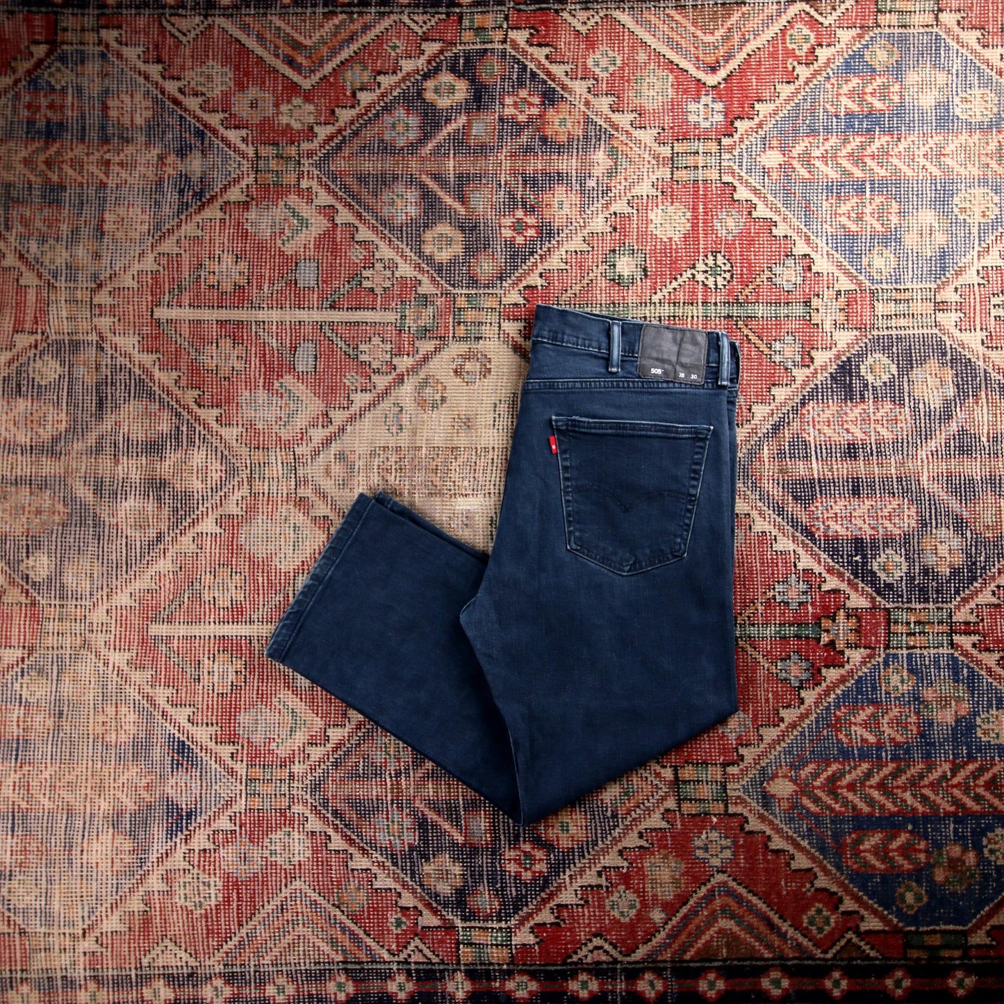 Levi's 505 Red Tab W34 L24 Straight Leg Regular Fit Blue Denim Jeans