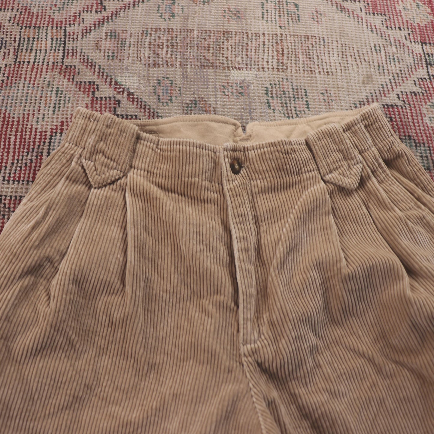 Unbranded W26 L26 Tapered Leg Loose Fit Brown Corduroy Trousers