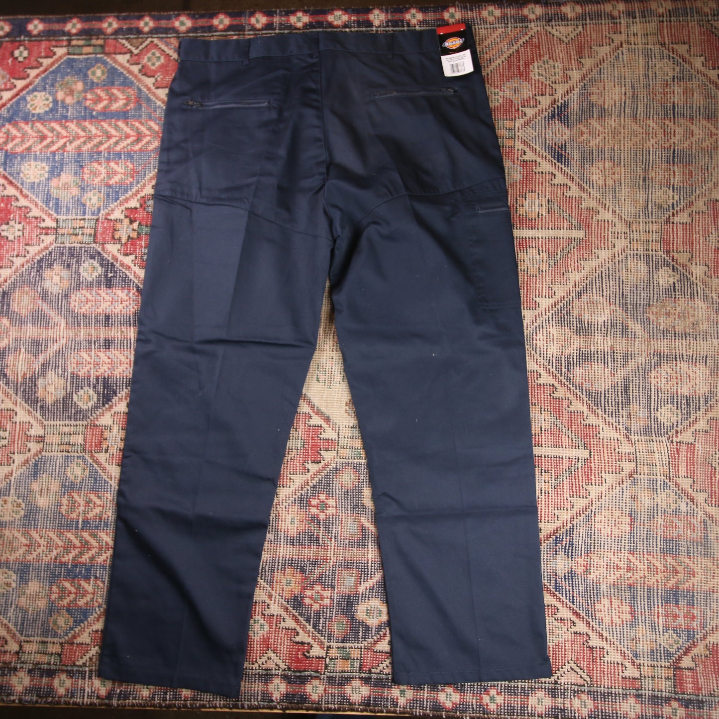 Dickies Double Knee W44 L30 Cargo Navy Cotton Blend Trousers