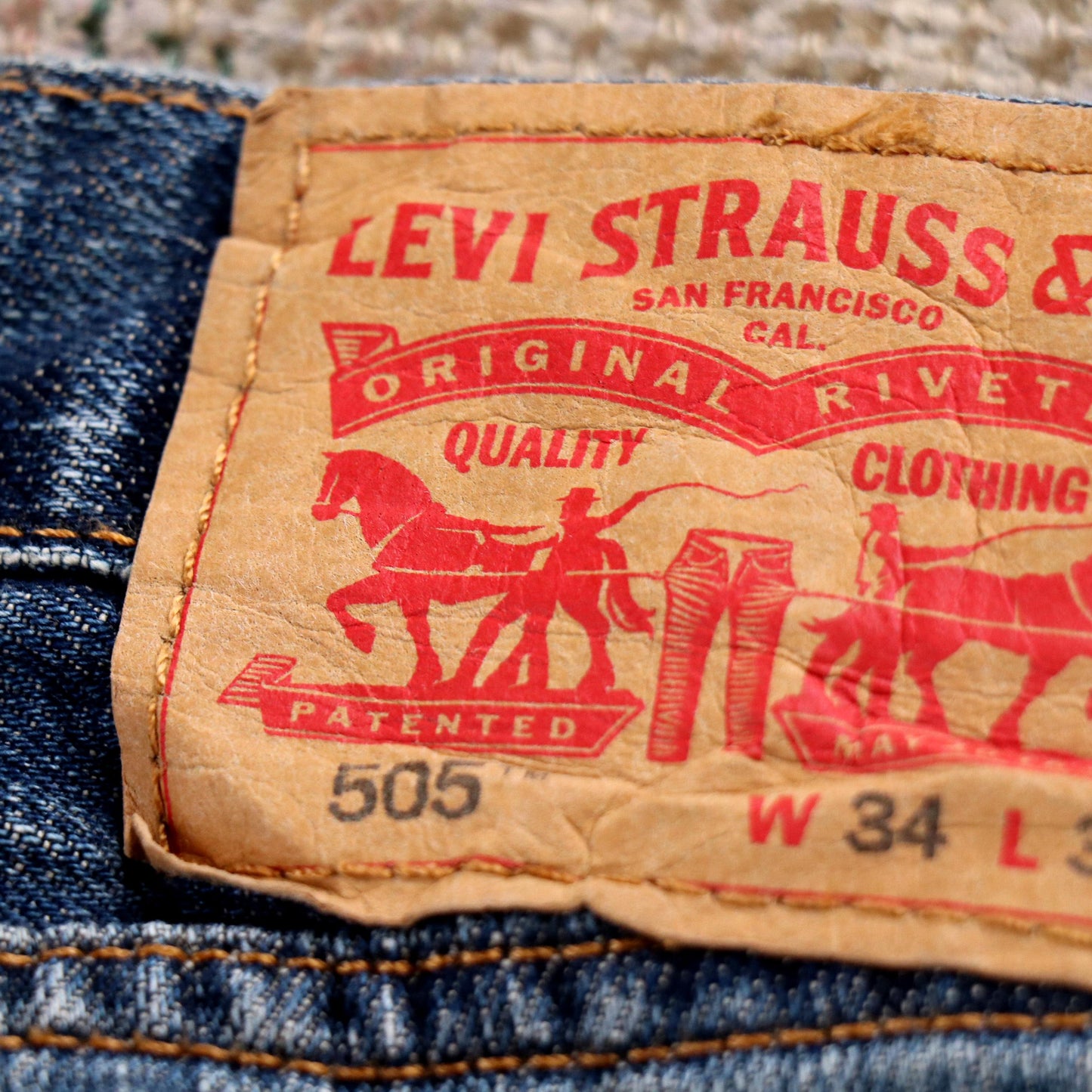 Levi's 505 W34 L28 Straight Leg Regular Fit Blue Denim Jeans