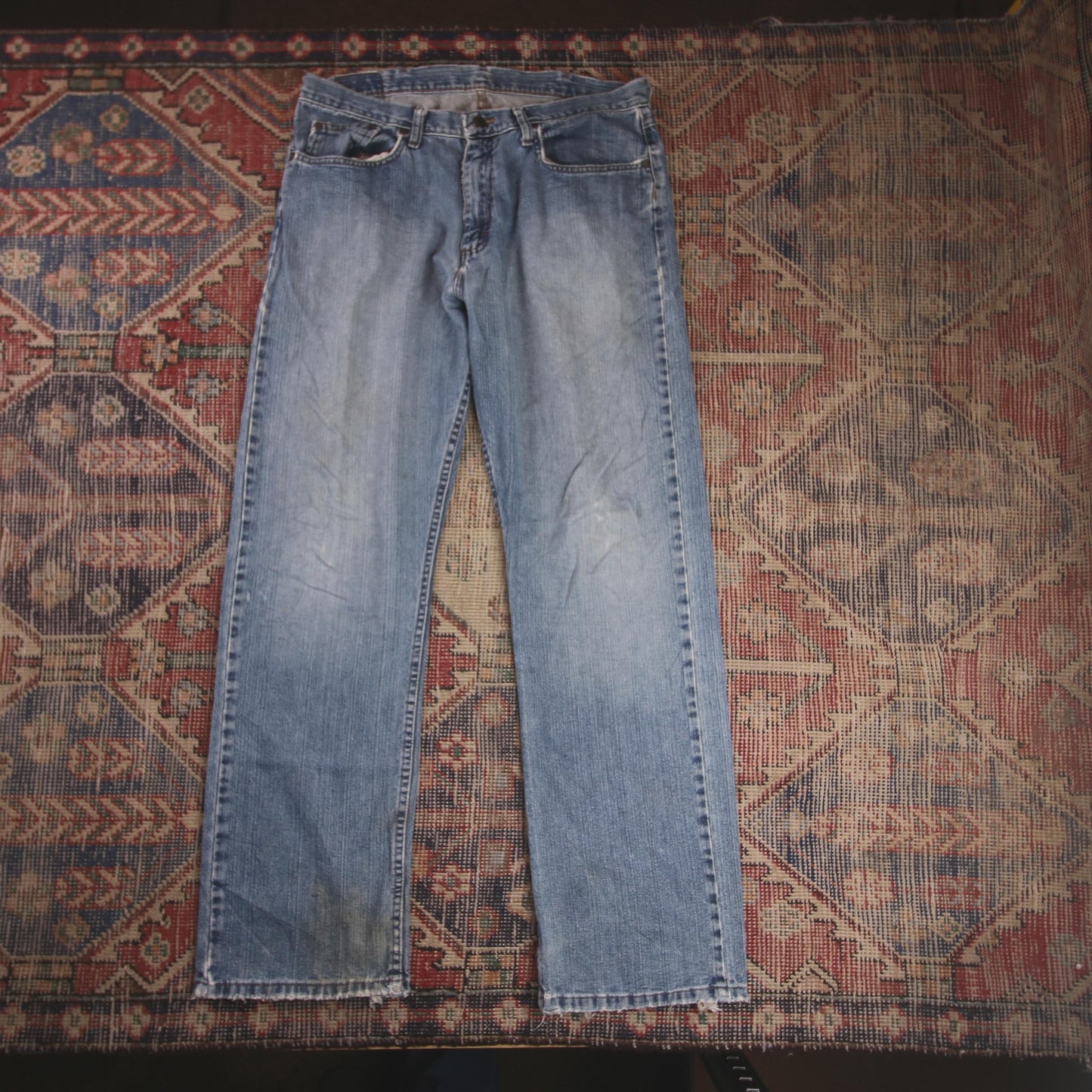 Wrangler W34 L32 Straight Leg Relaxed Fit Blue Denim Jeans