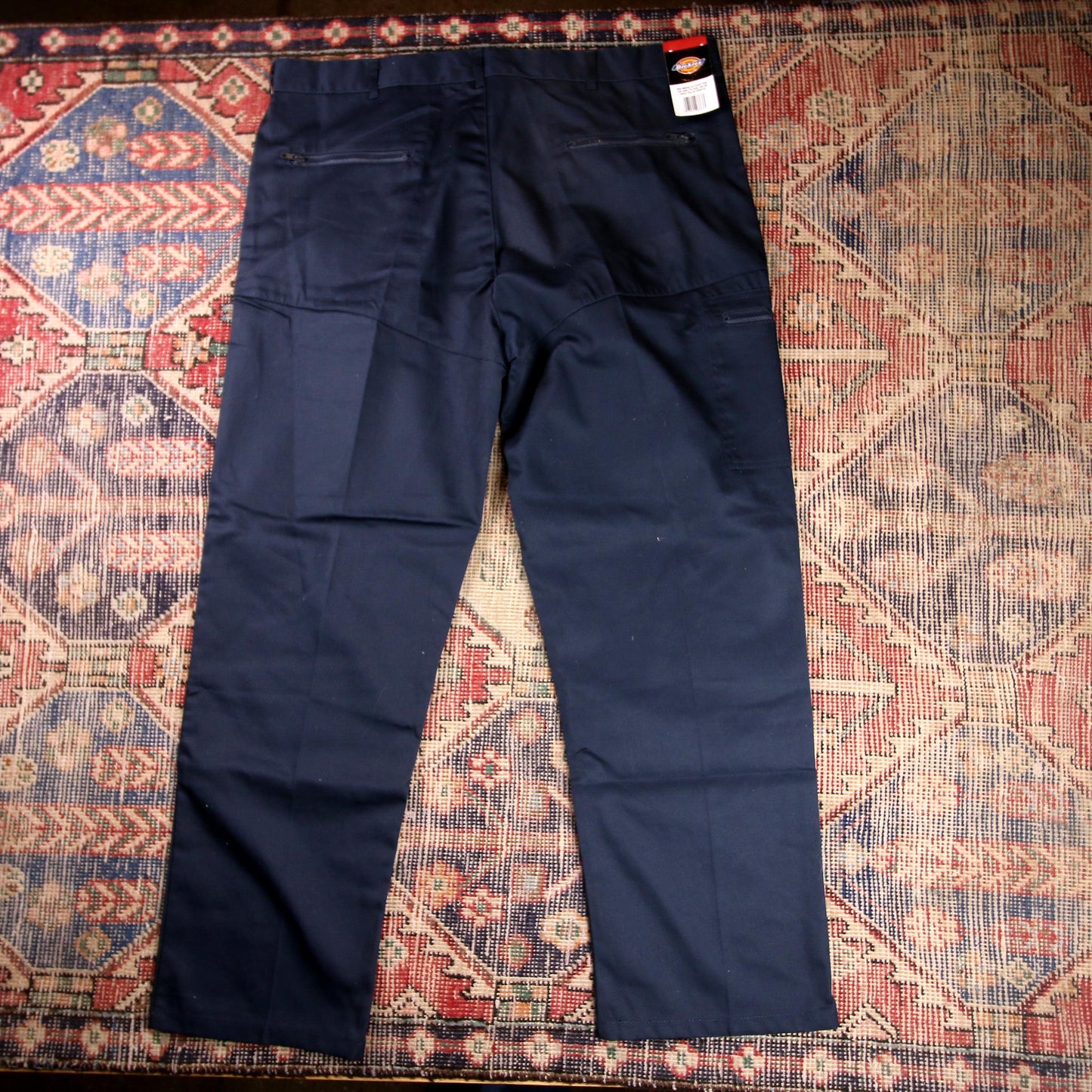 Dickies Double Knee W44 L30 Cargo Navy Cotton Blend Trousers