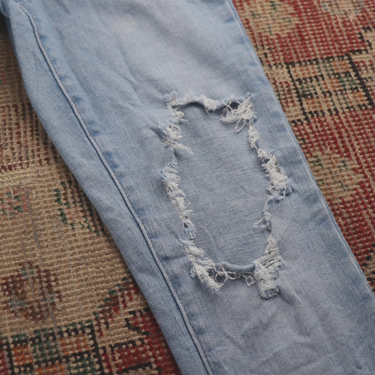 Levi's 721 W24 L25 Skinny Classic Ripped Style Blue Denim Jeans