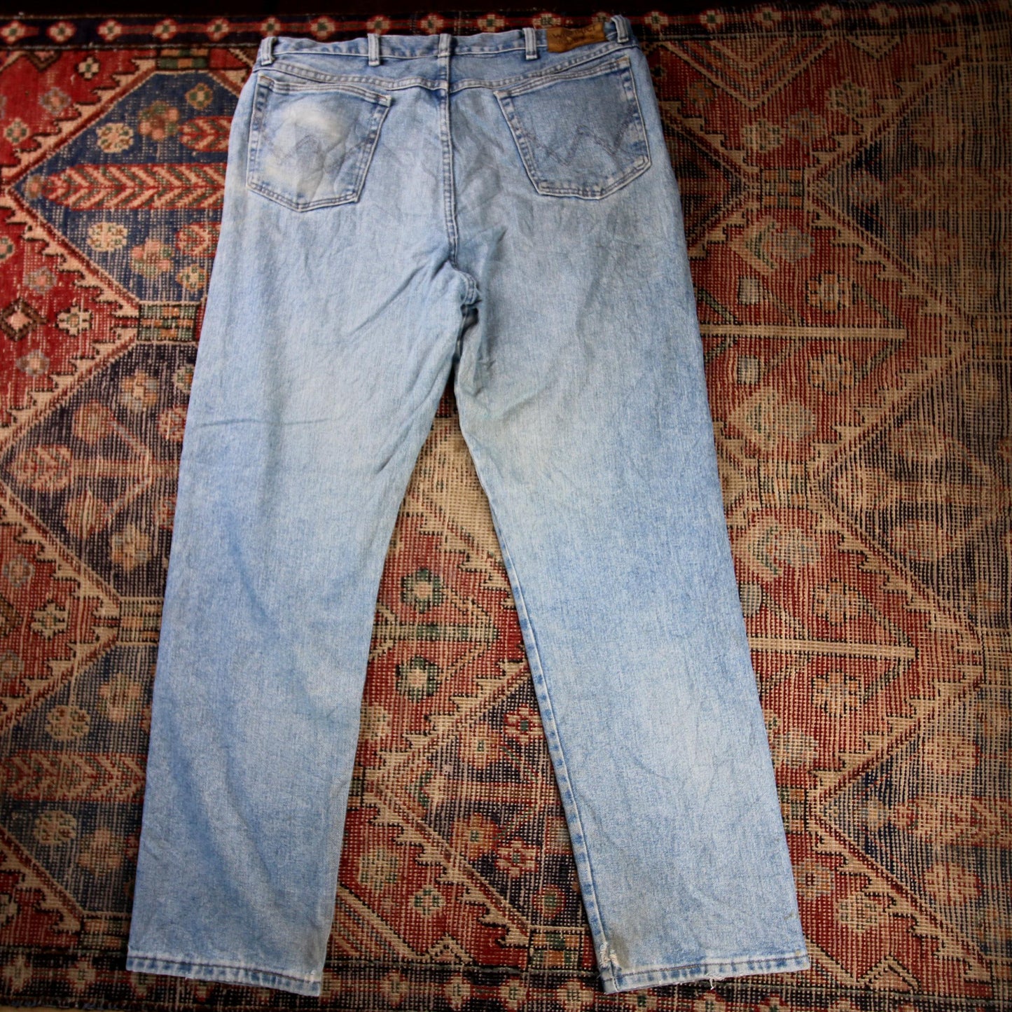 Wrangler W38 L33 Straight Leg Relaxed Fit Blue Denim Jeans
