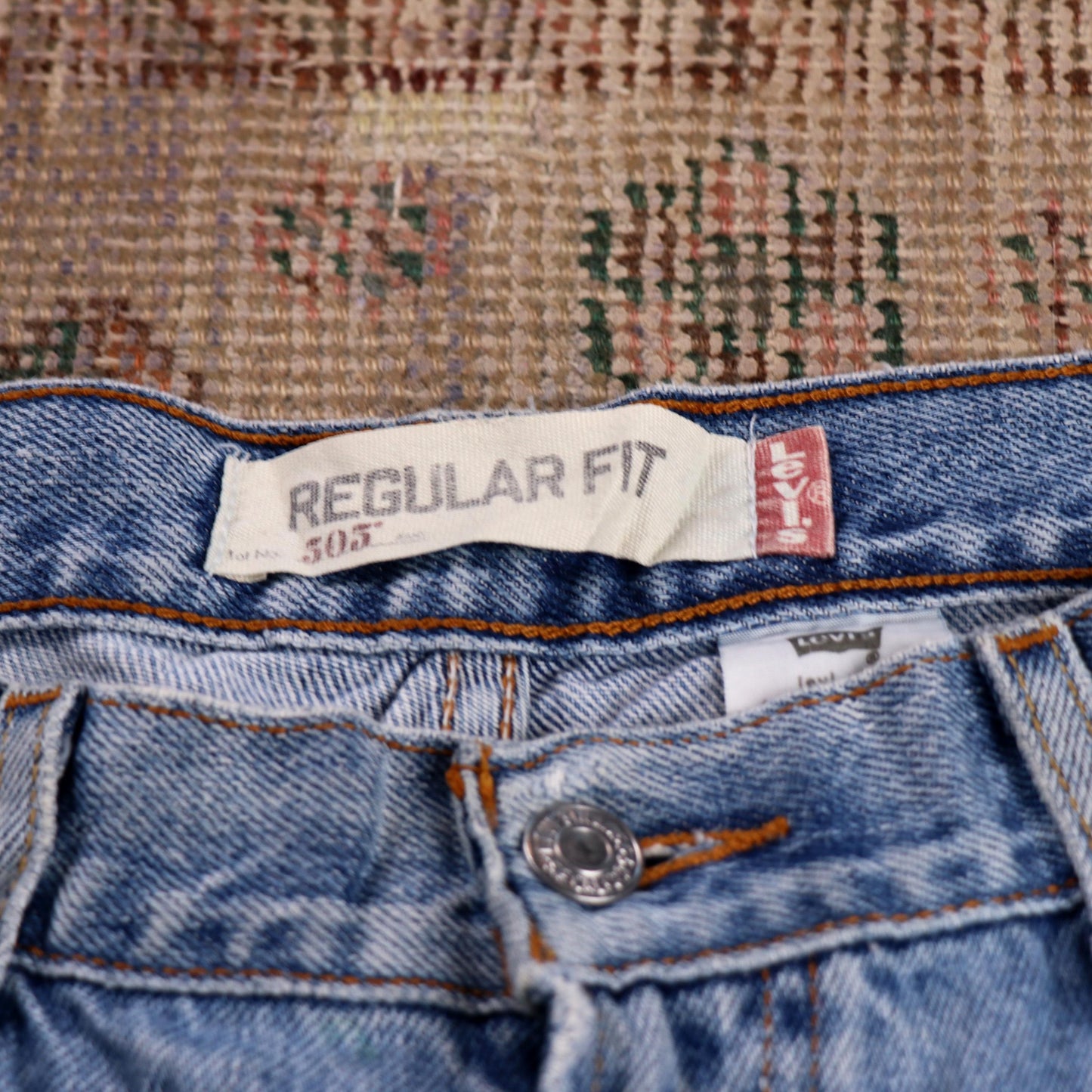 Levi's 505 W34 L30 Straight Leg Regular Fit Classic Ripped Style Blue Denim Jean