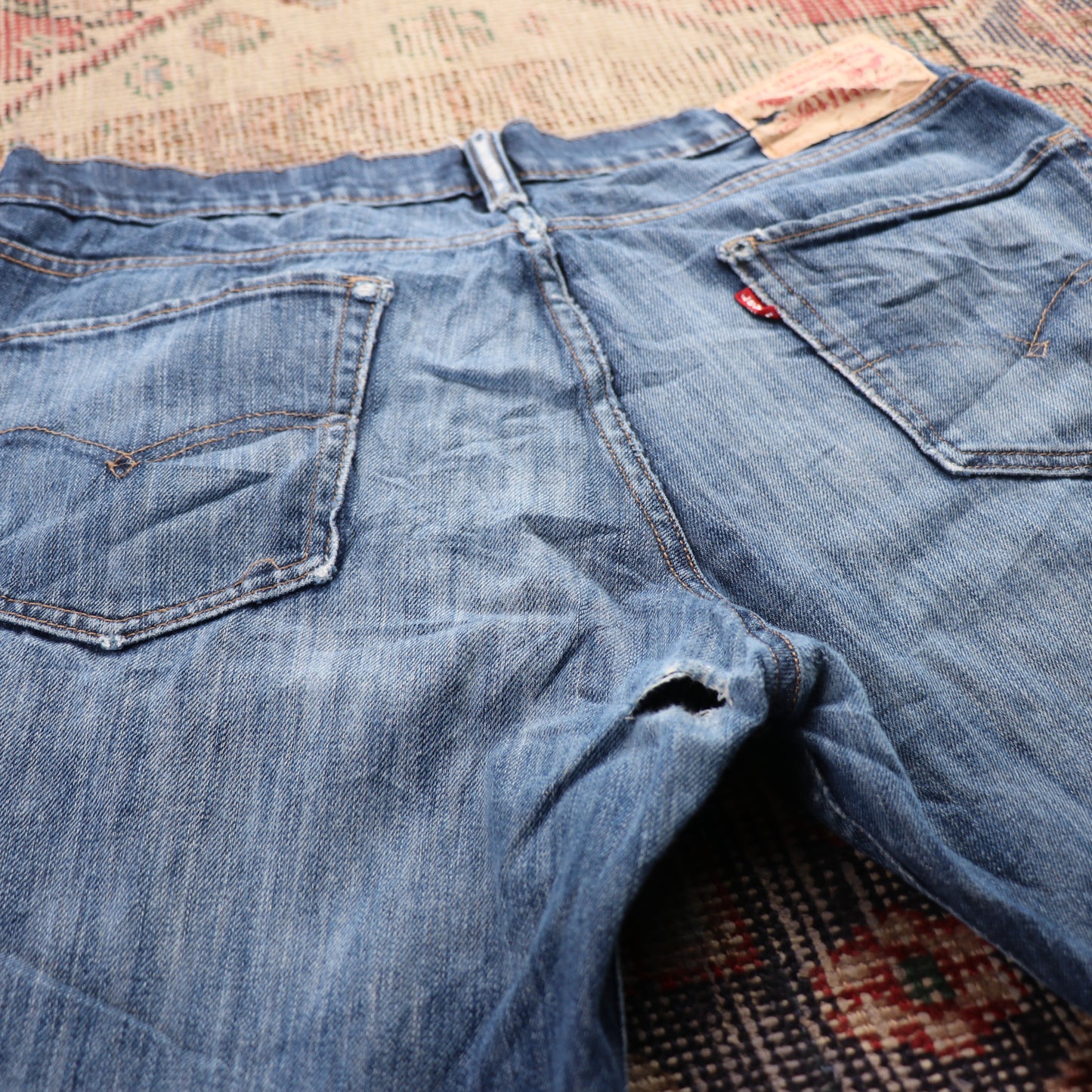 Levi's W34 L29 Straight Leg Classic Ripped Style Blue Denim Jeans