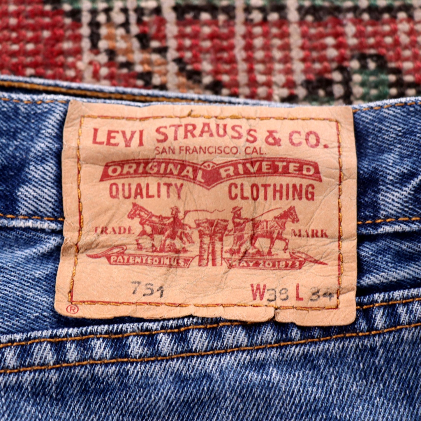 Levi's Orange Tab W38 L34 Straight Leg Classic Ripped Style Blue Denim Jeans