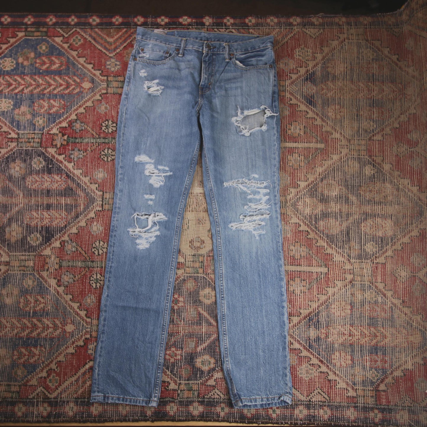 Levi's 511 W34 L32 Slim Fit Classic Ripped Style Blue Denim Jeans