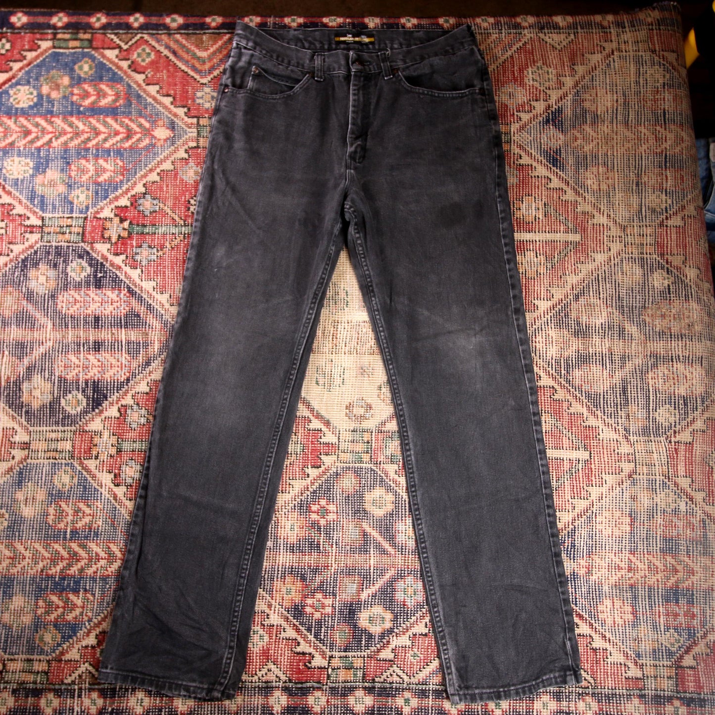 Lee W34 L33 Straight Leg Relaxed Fit Black Denim Jeans