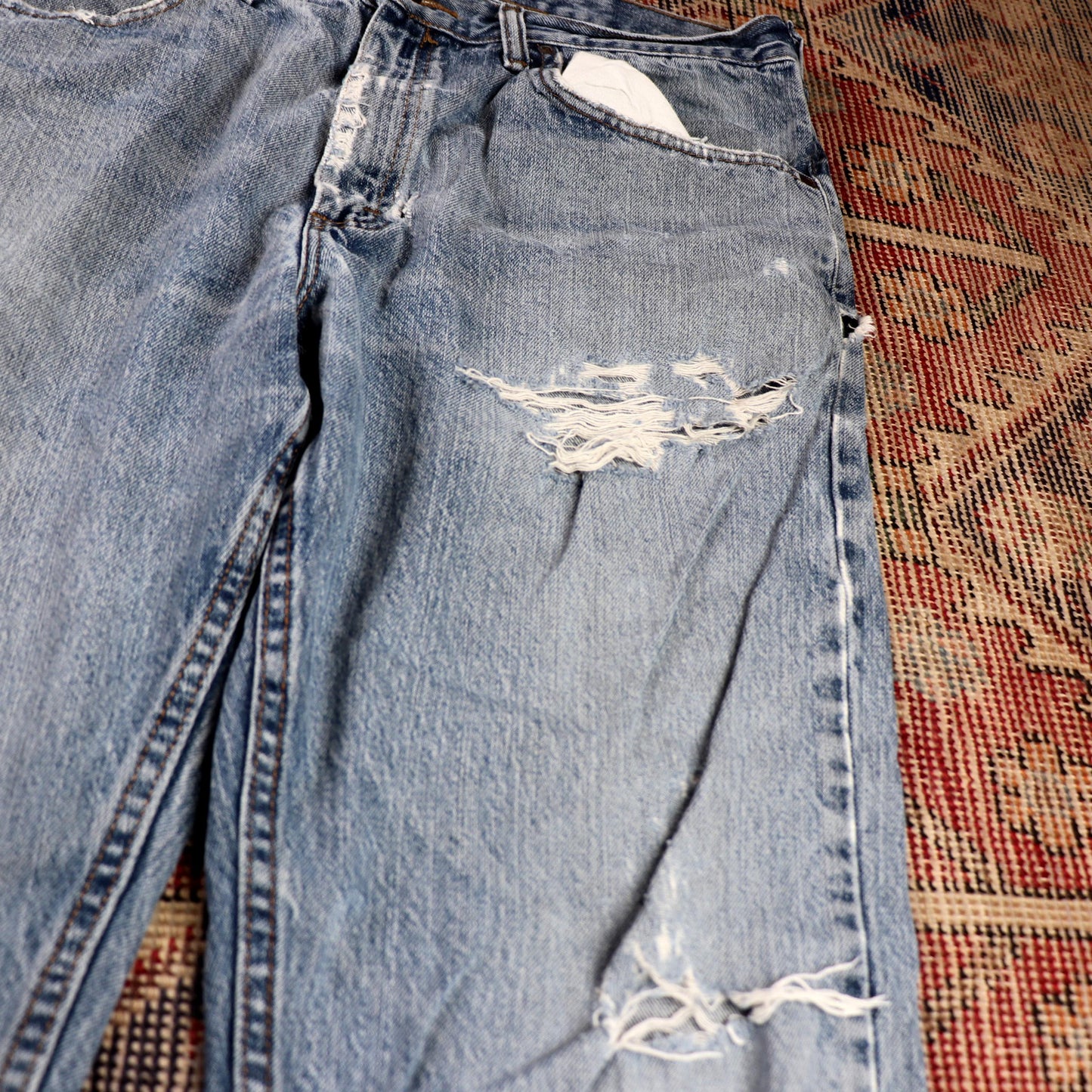 Lee W36 L30 Straight Leg Relaxed Fit Classic Ripped Style Blue Denim Jeans