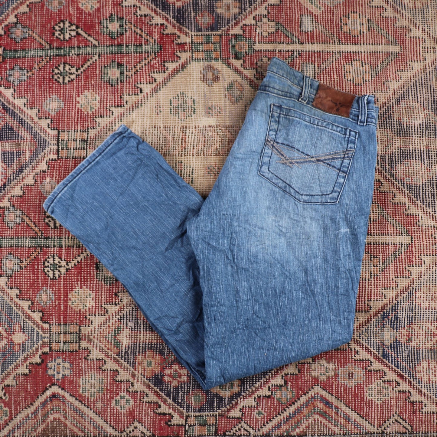 Wrangler W36 L29 Straight Leg Blue Denim Jeans