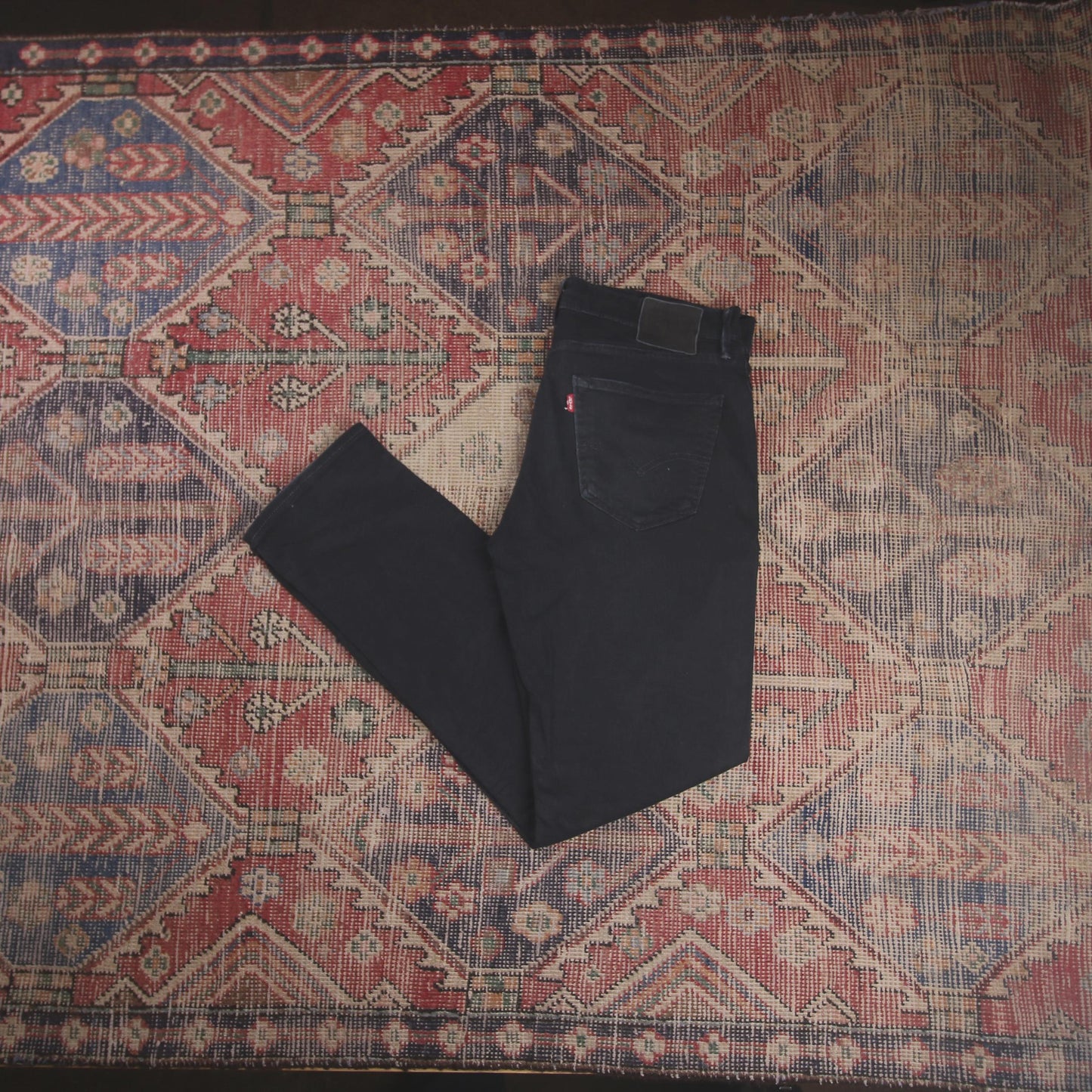 Levi's W36 L32 Straight Leg Relaxed Fit Black Denim Jeans